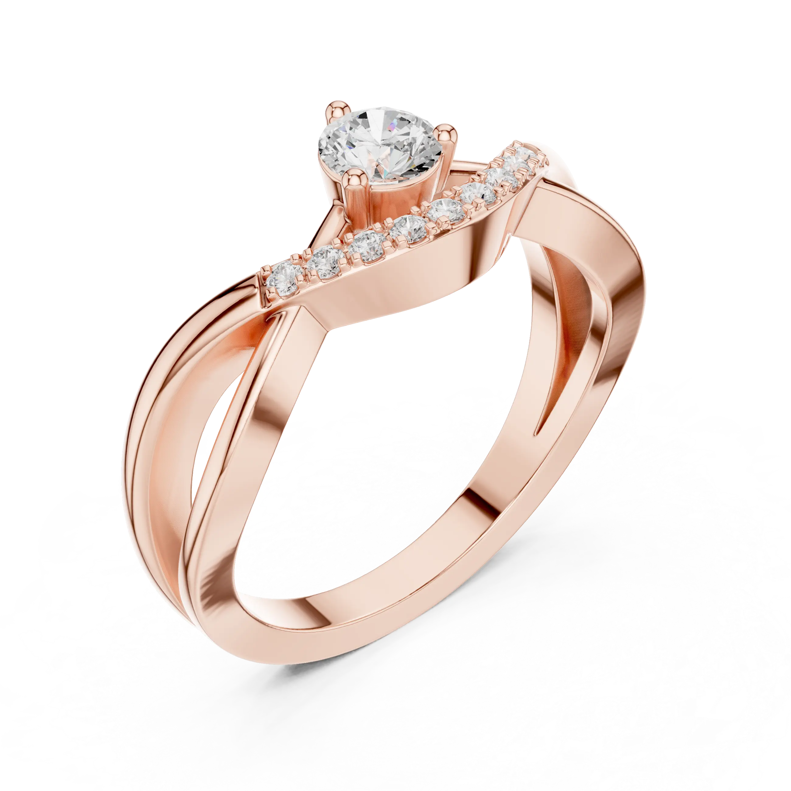 MJR0157 - Interlocking Curved Round Centerpiece Fashion Ring