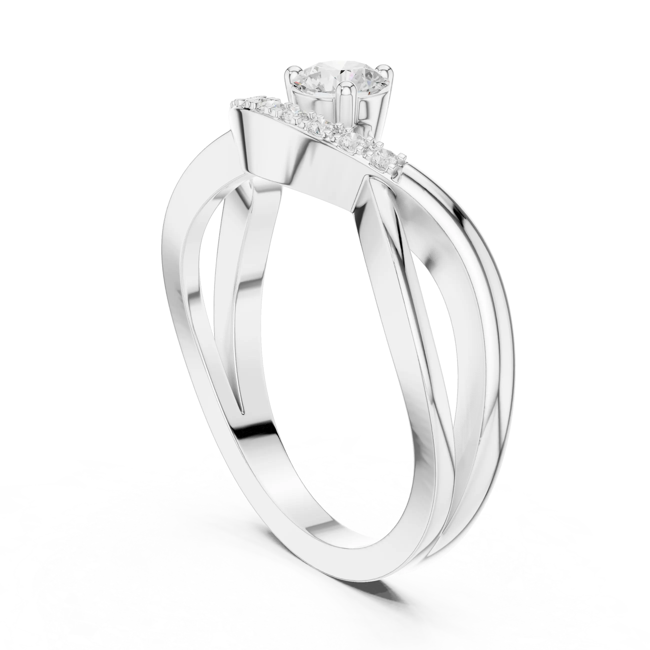 MJR0157 - Interlocking Curved Round Centerpiece Fashion Ring
