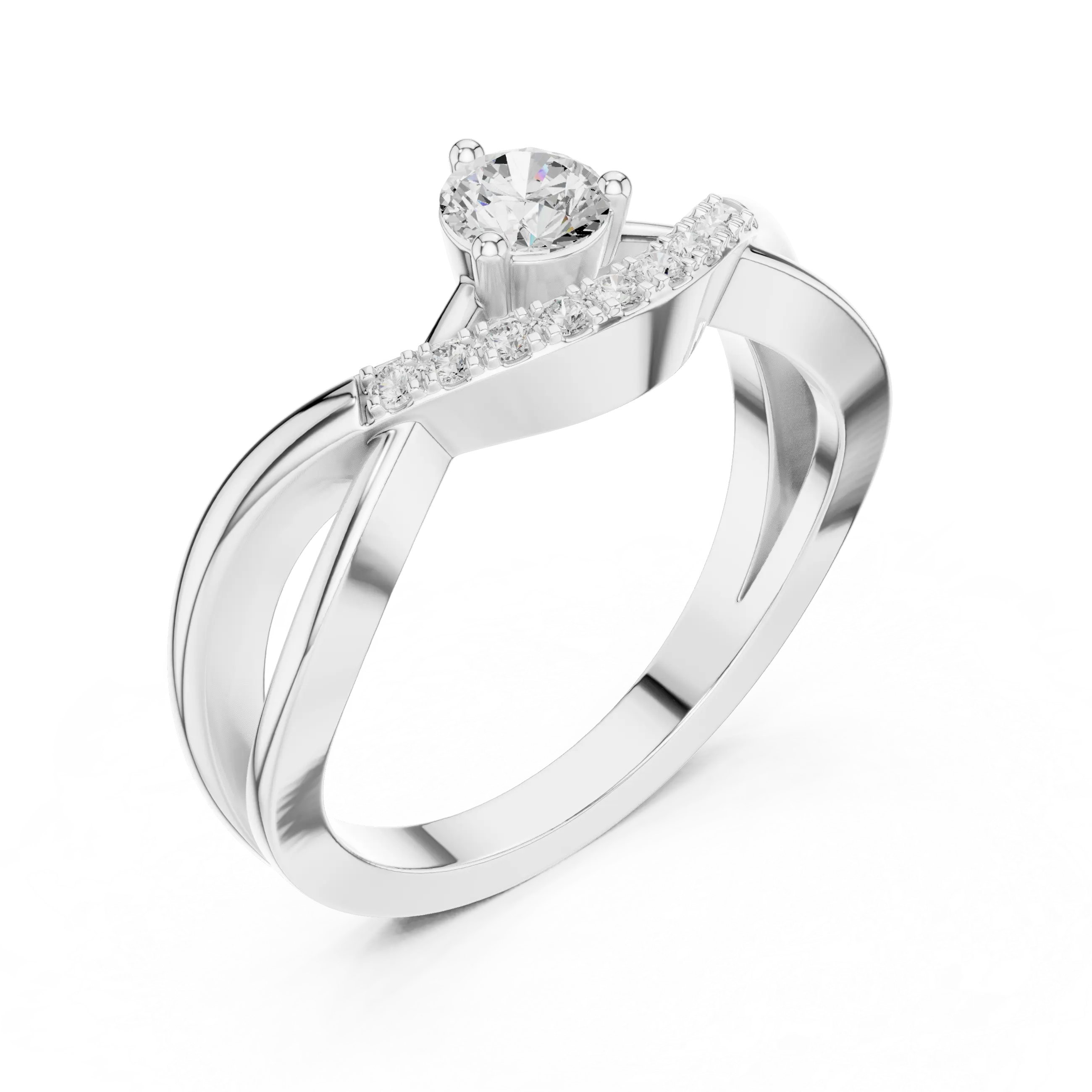 MJR0157 - Interlocking Curved Round Centerpiece Fashion Ring