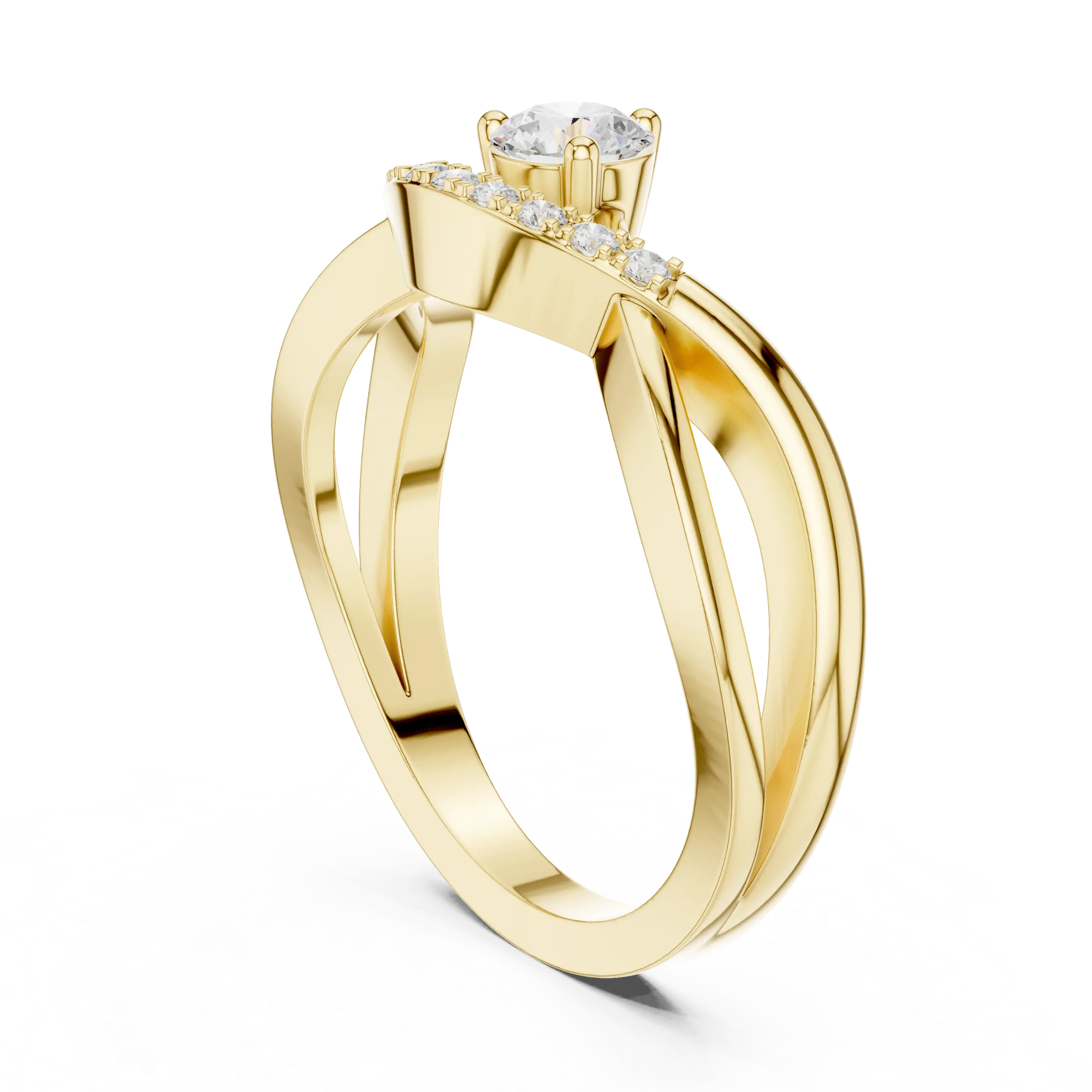 MJR0157 - Interlocking Curved Round Centerpiece Fashion Ring
