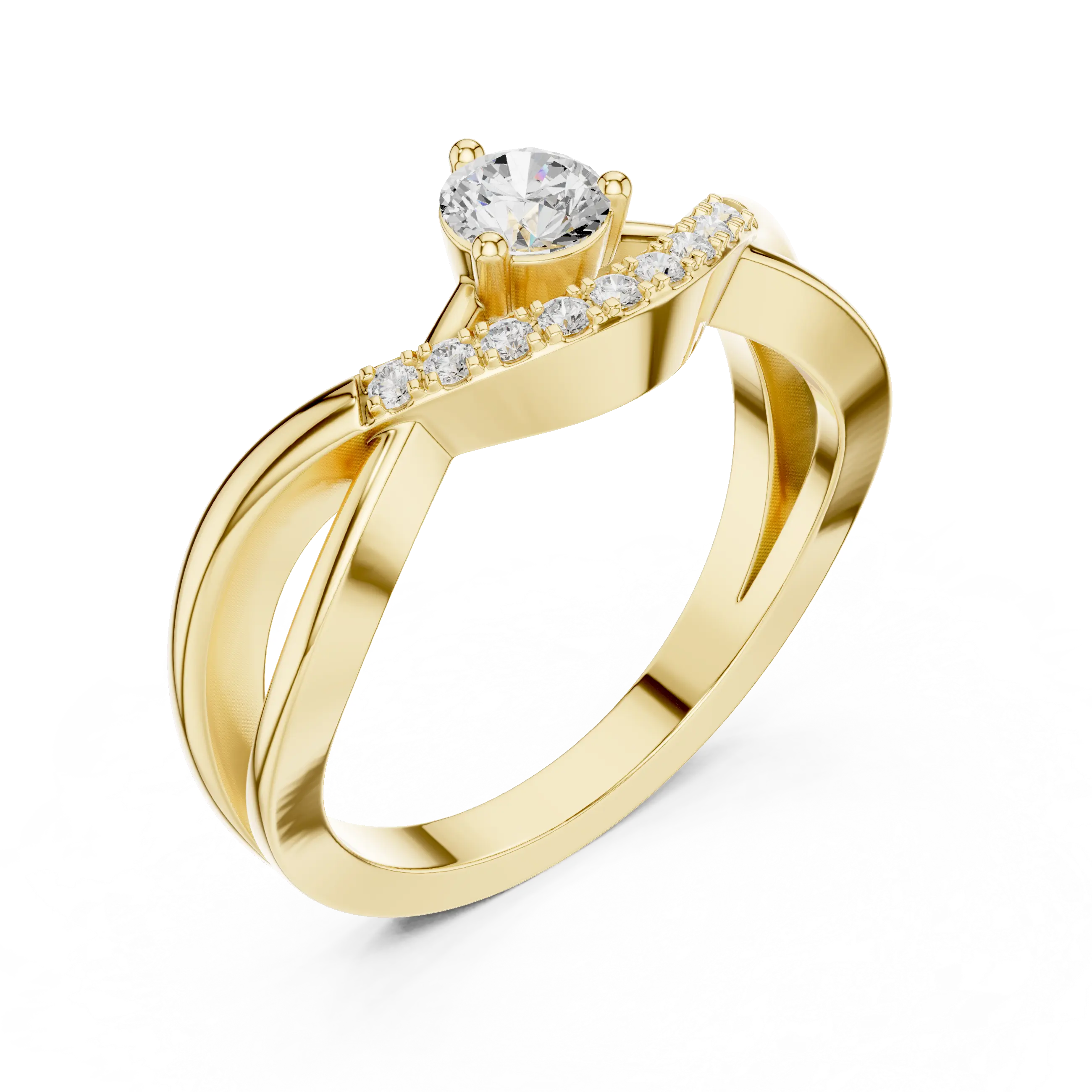 MJR0157 - Interlocking Curved Round Centerpiece Fashion Ring