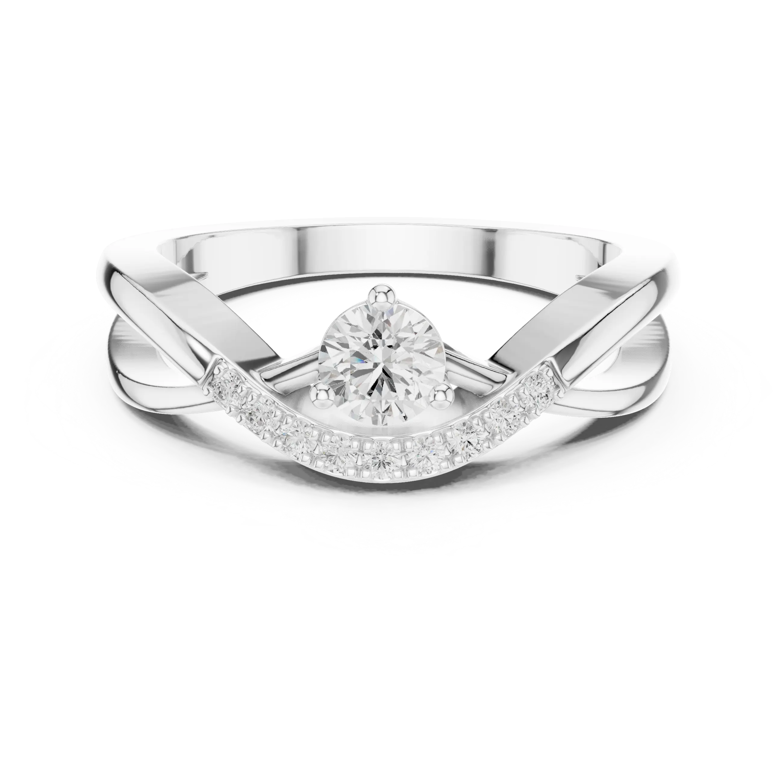 MJR0157 - Interlocking Curved Round Centerpiece Fashion Ring