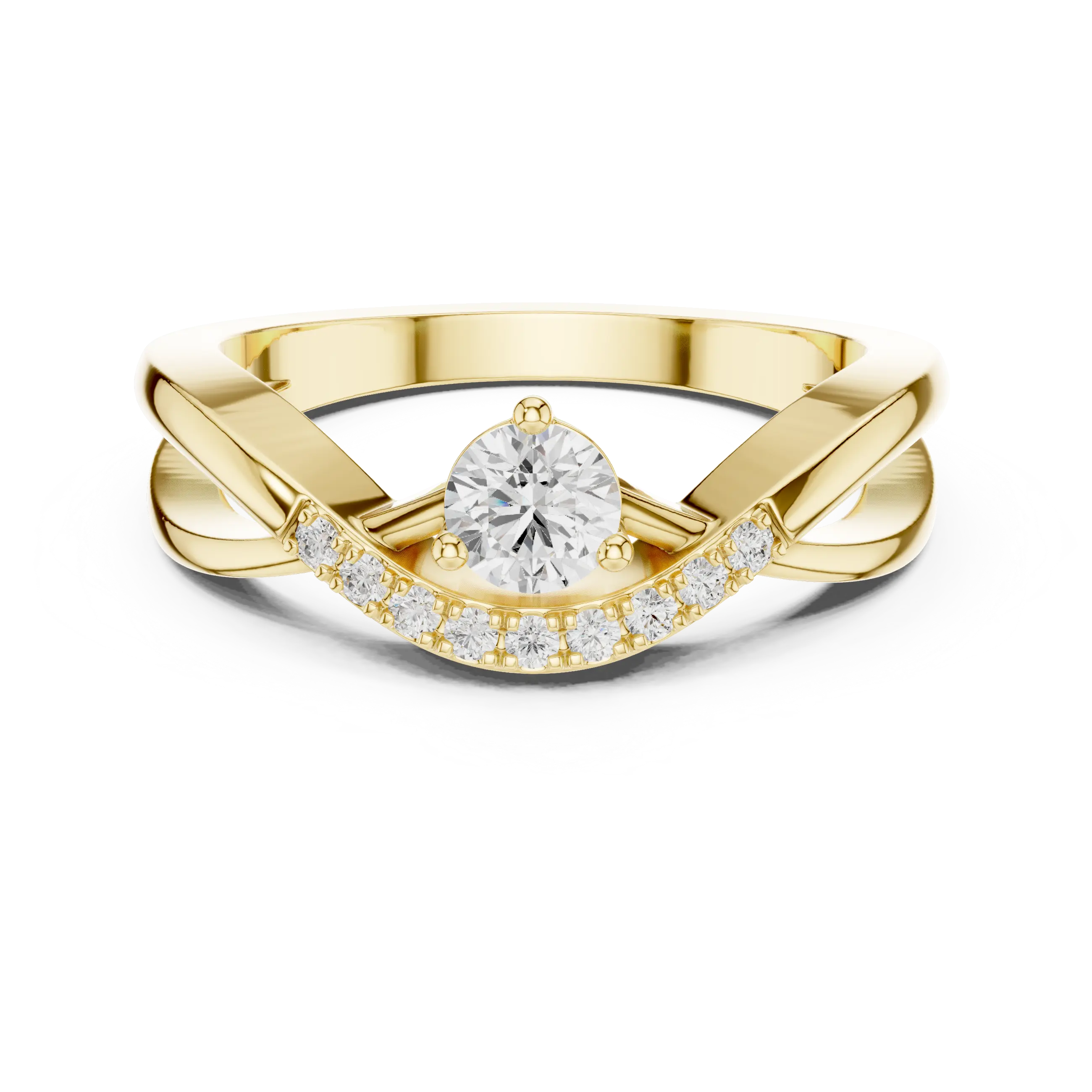 MJR0157 - Interlocking Curved Round Centerpiece Fashion Ring