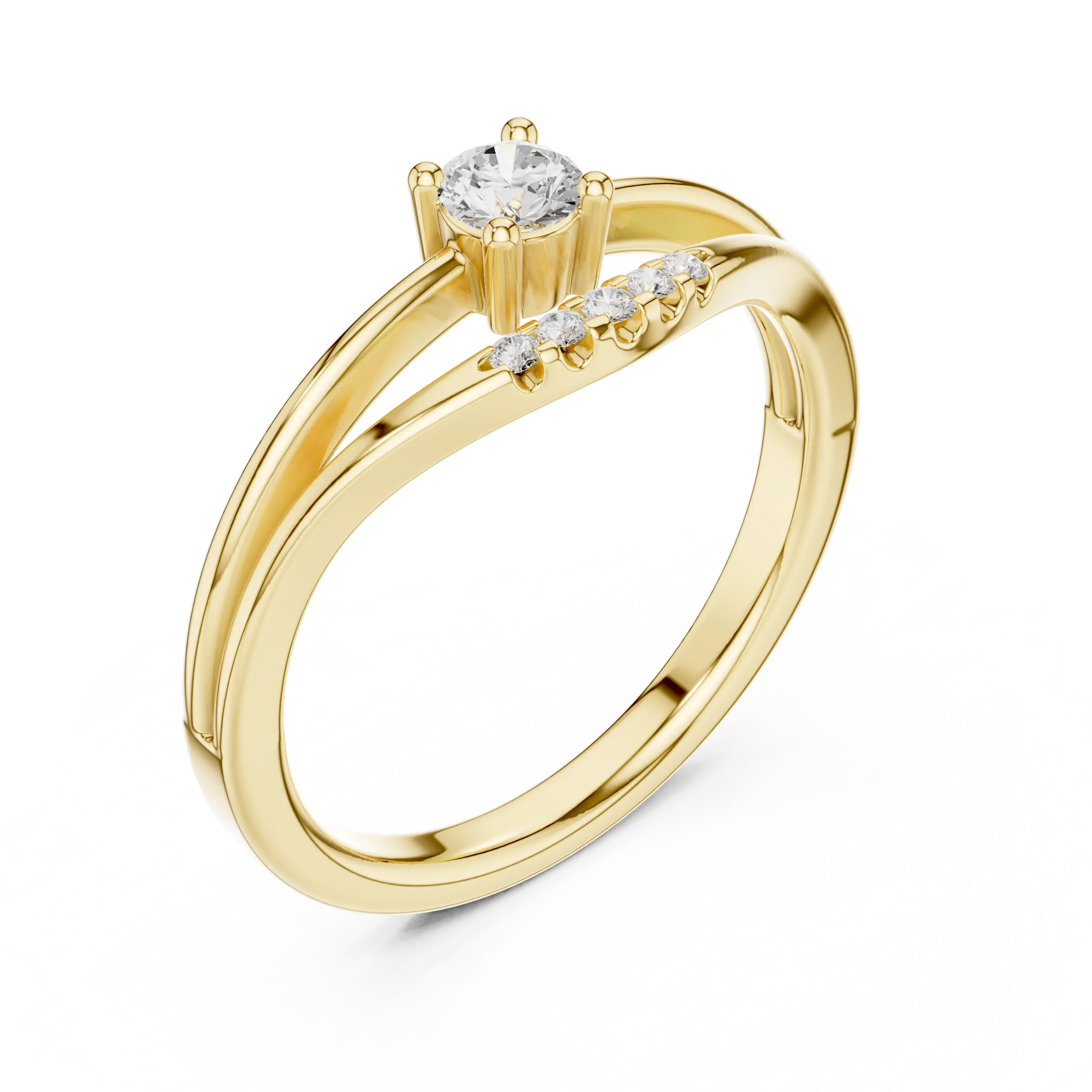 MJCLS8 - Floating Round Cut Solitaire Split Band with Accent Row