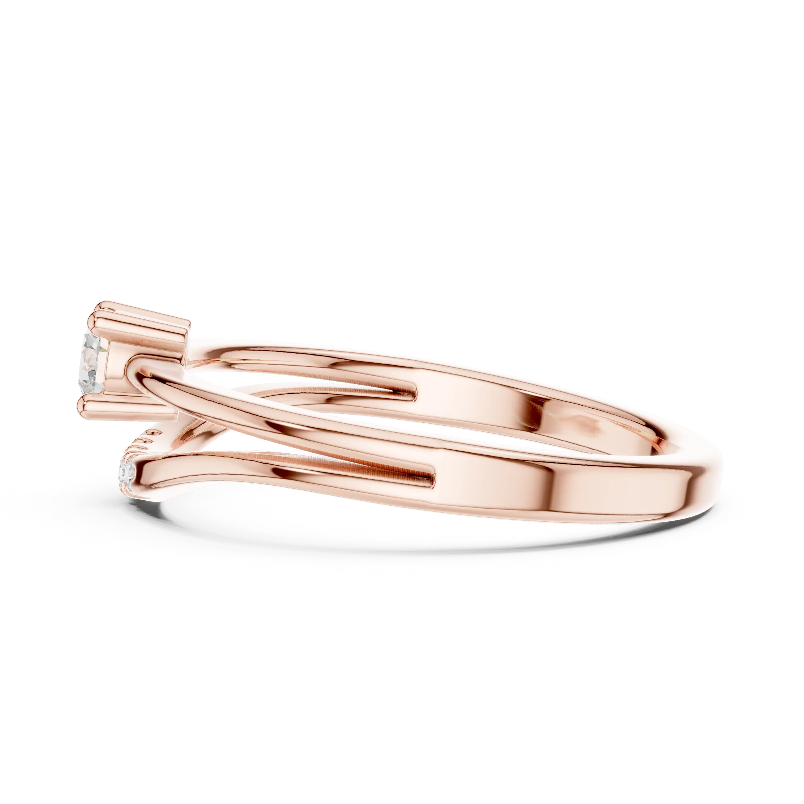 MJCLS8 - Floating Round Cut Solitaire Split Band with Accent Row