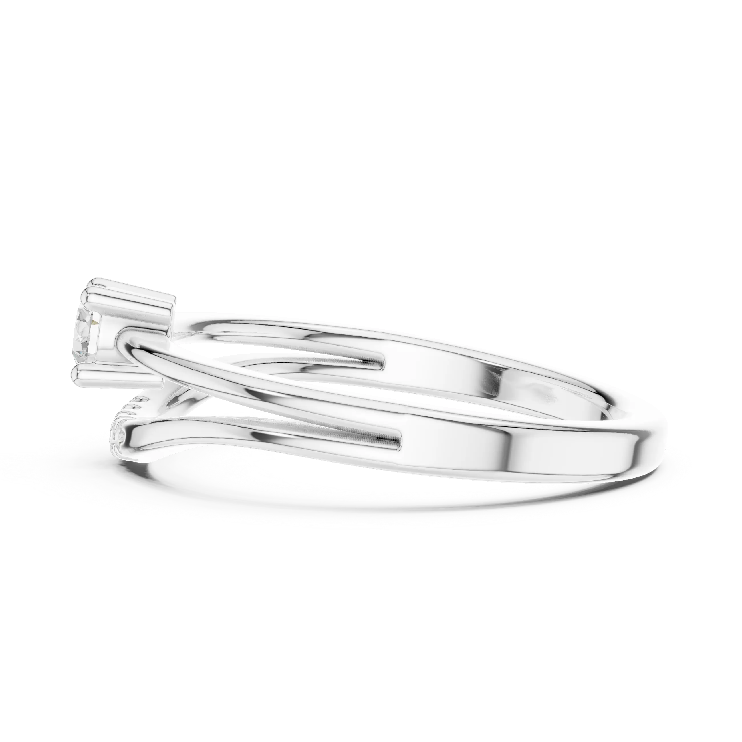 MJCLS8 - Floating Round Cut Solitaire Split Band with Accent Row