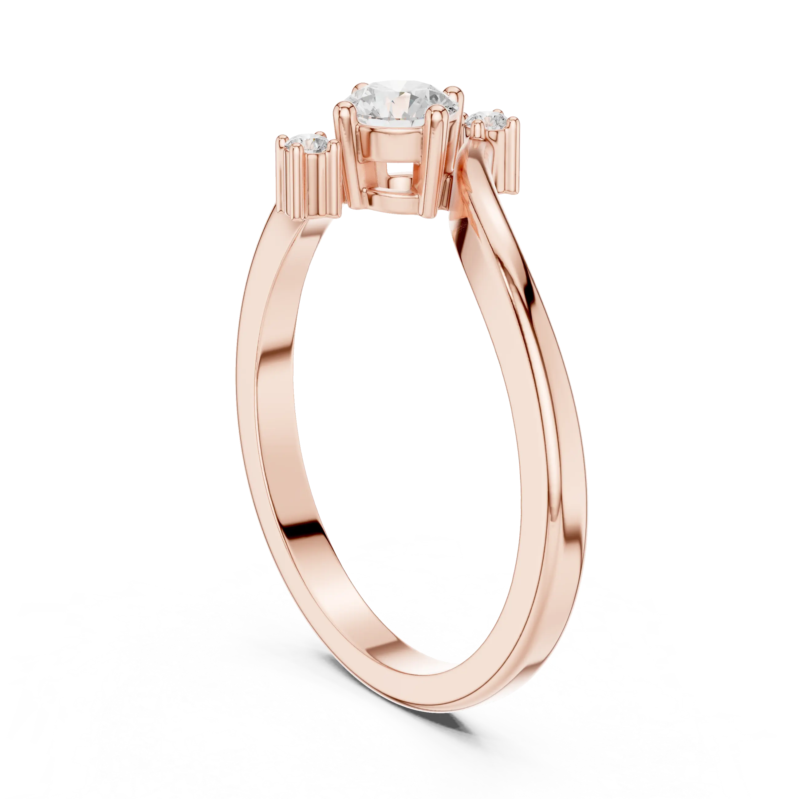 MJR0124 - Round Brilliant Bypass Ring with Vertical Accent Stones