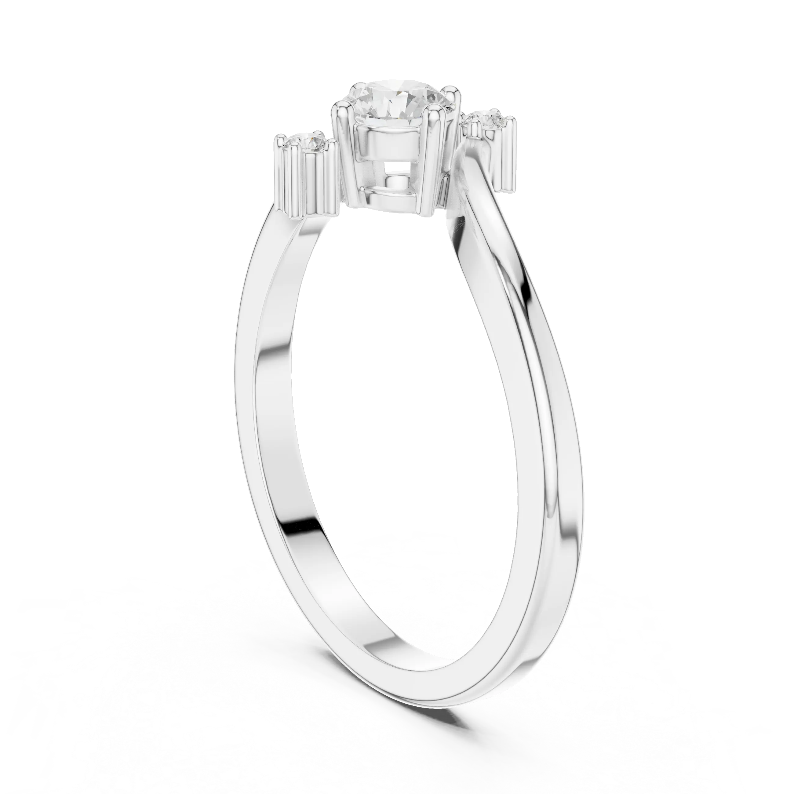MJR0124 - Round Brilliant Bypass Ring with Vertical Accent Stones