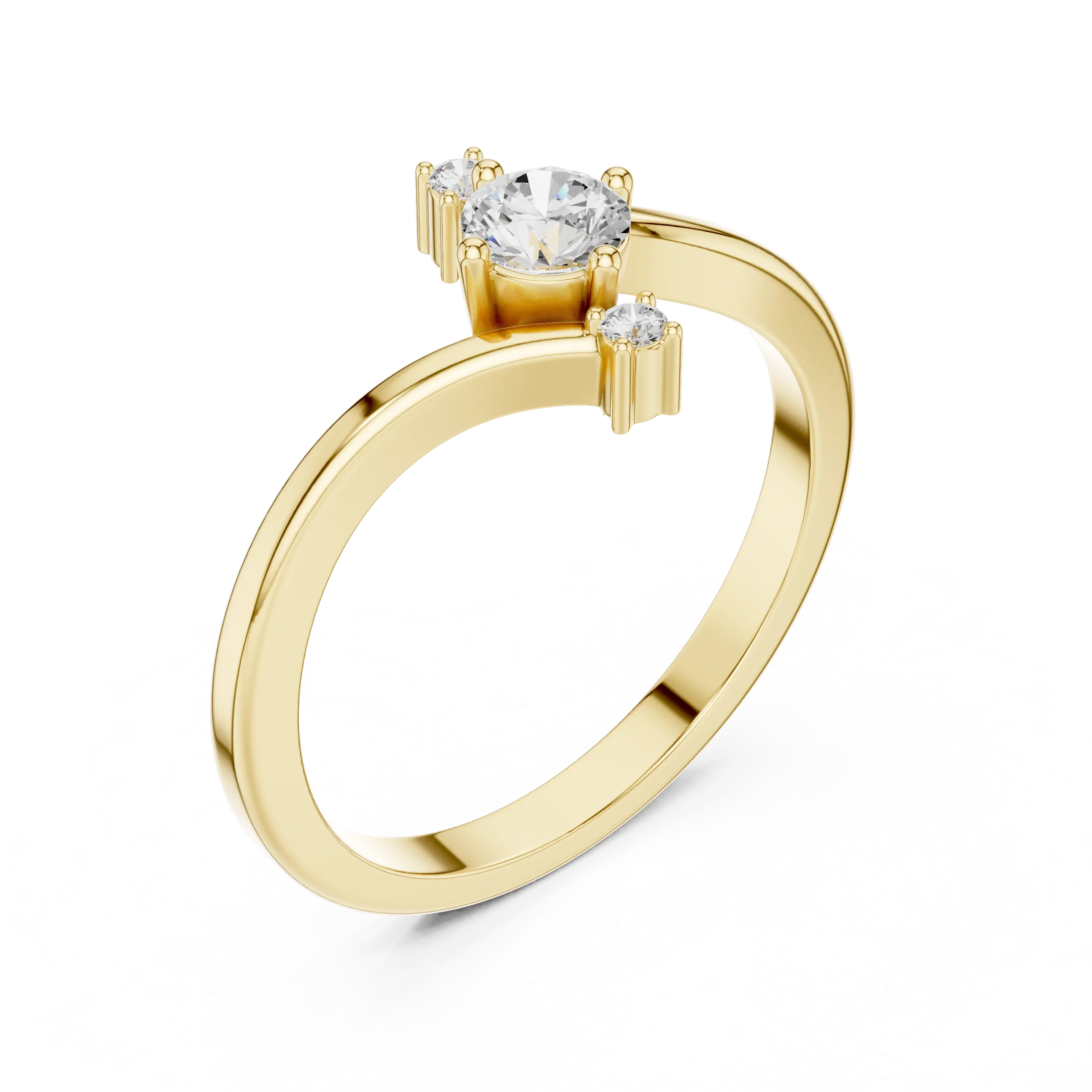 MJR0124 - Round Brilliant Bypass Ring with Vertical Accent Stones