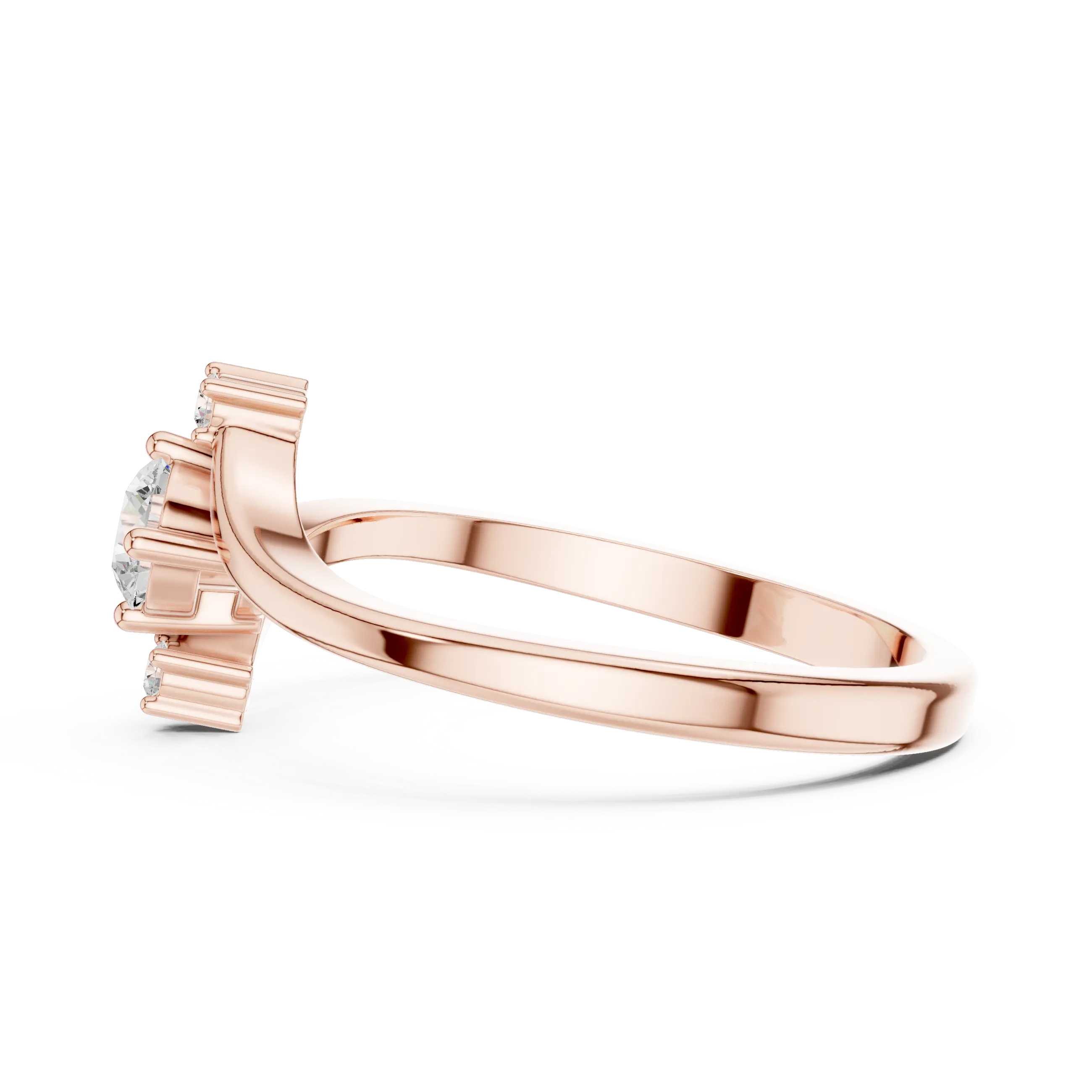 MJR0124 - Round Brilliant Bypass Ring with Vertical Accent Stones