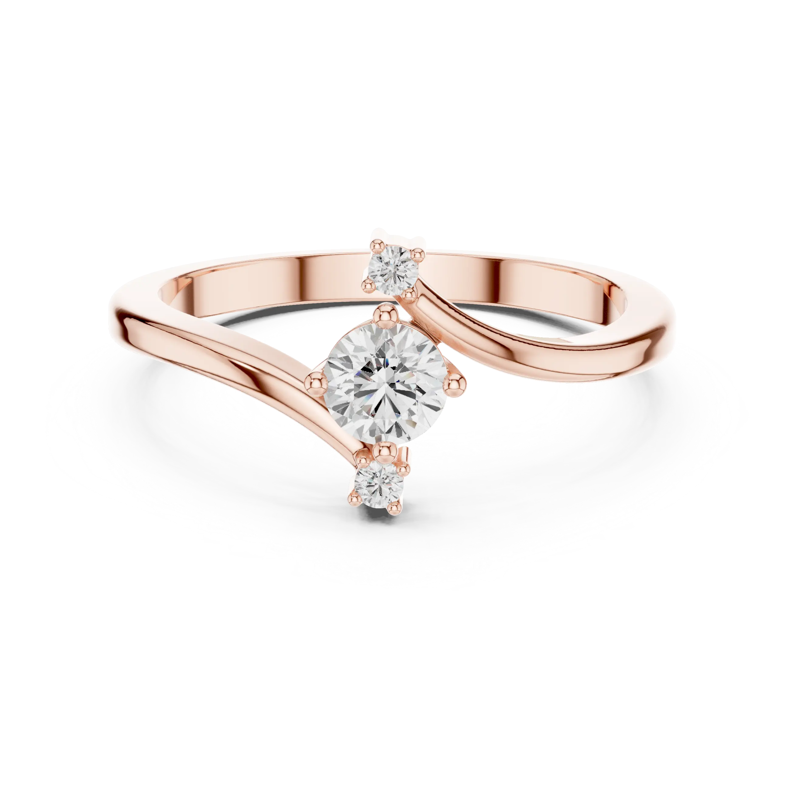 MJR0124 - Round Brilliant Bypass Ring with Vertical Accent Stones