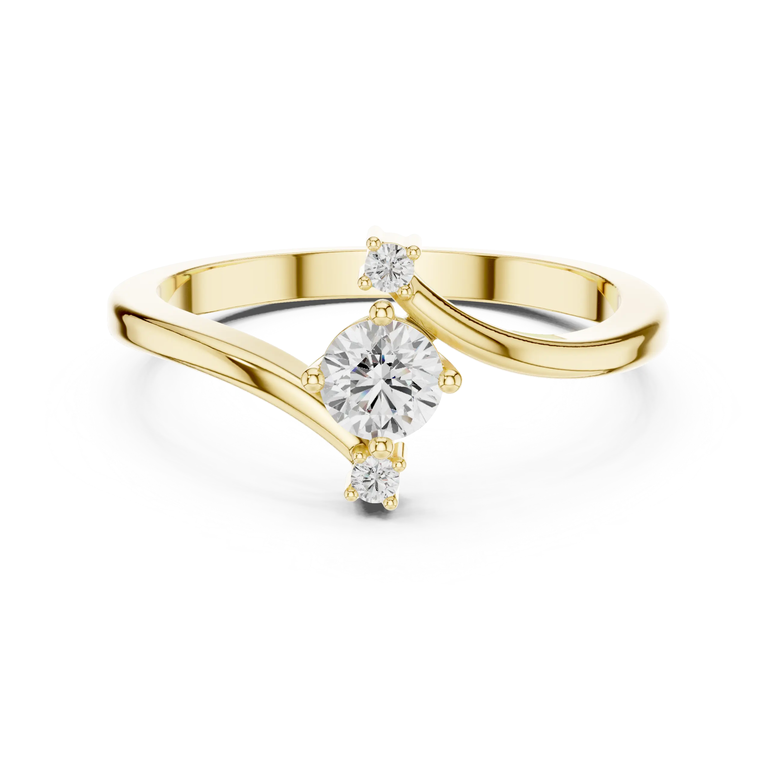 MJR0124 - Round Brilliant Bypass Ring with Vertical Accent Stones