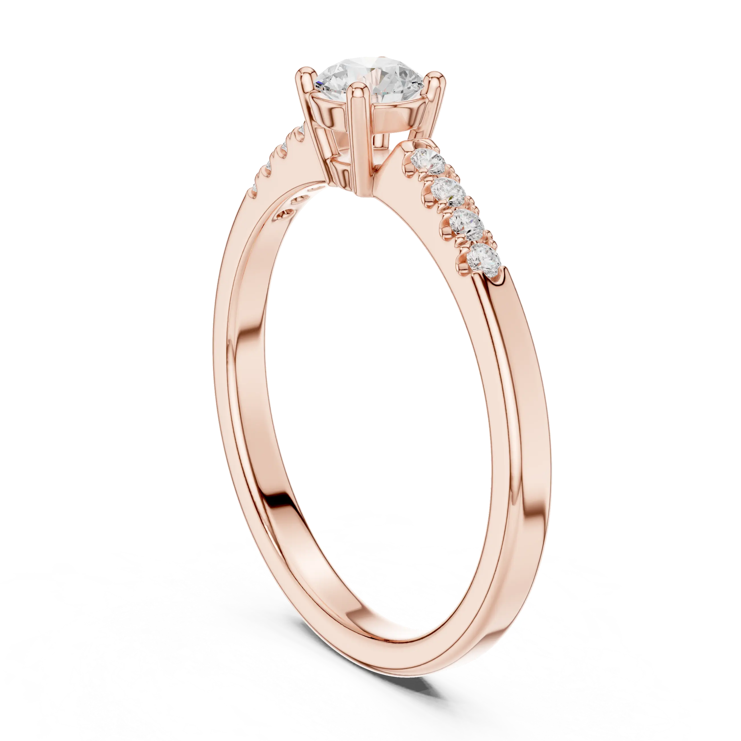 MJR0144 - Timeless Round Solitaire with Diamond Paved Shoulders