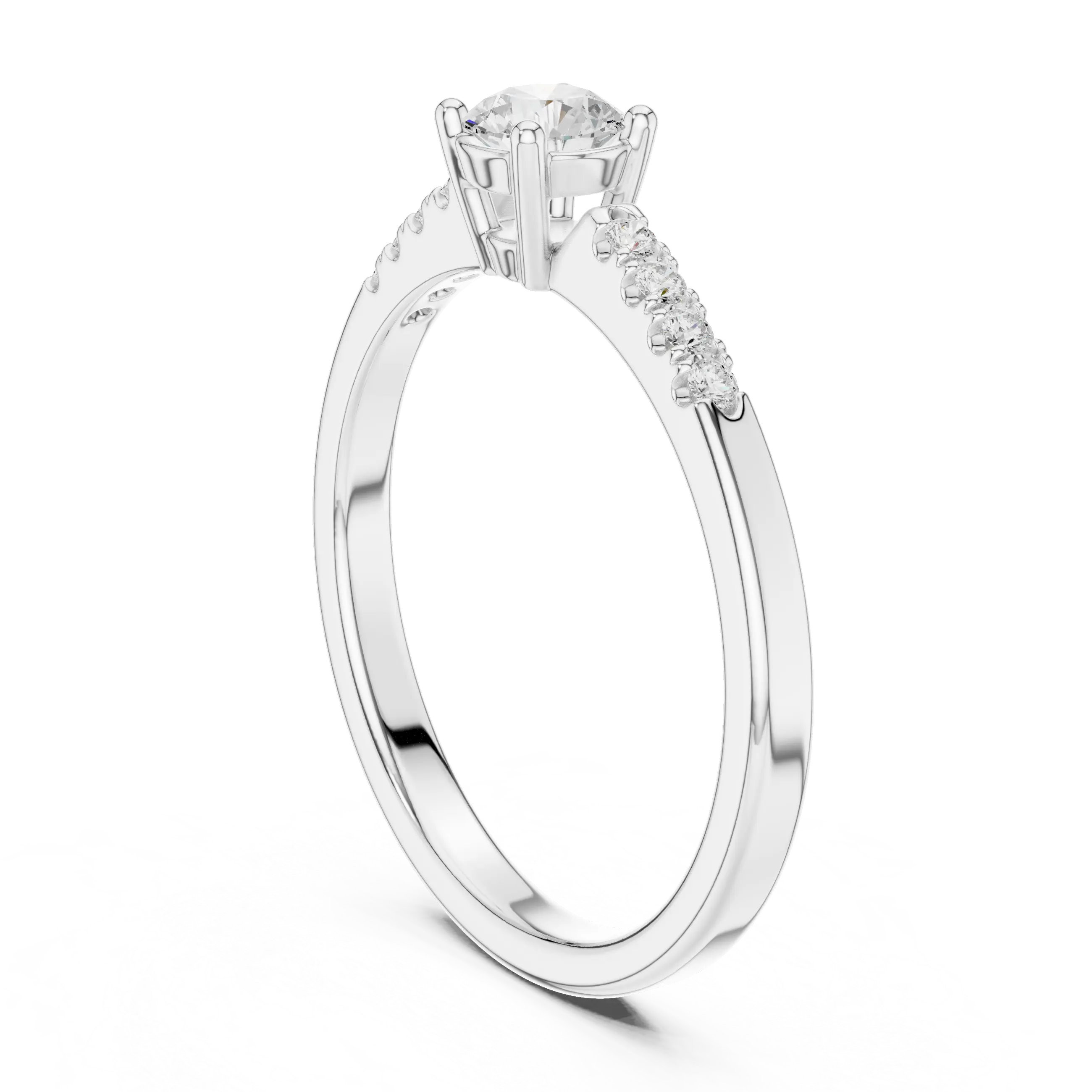 MJR0144 - Timeless Round Solitaire with Diamond Paved Shoulders