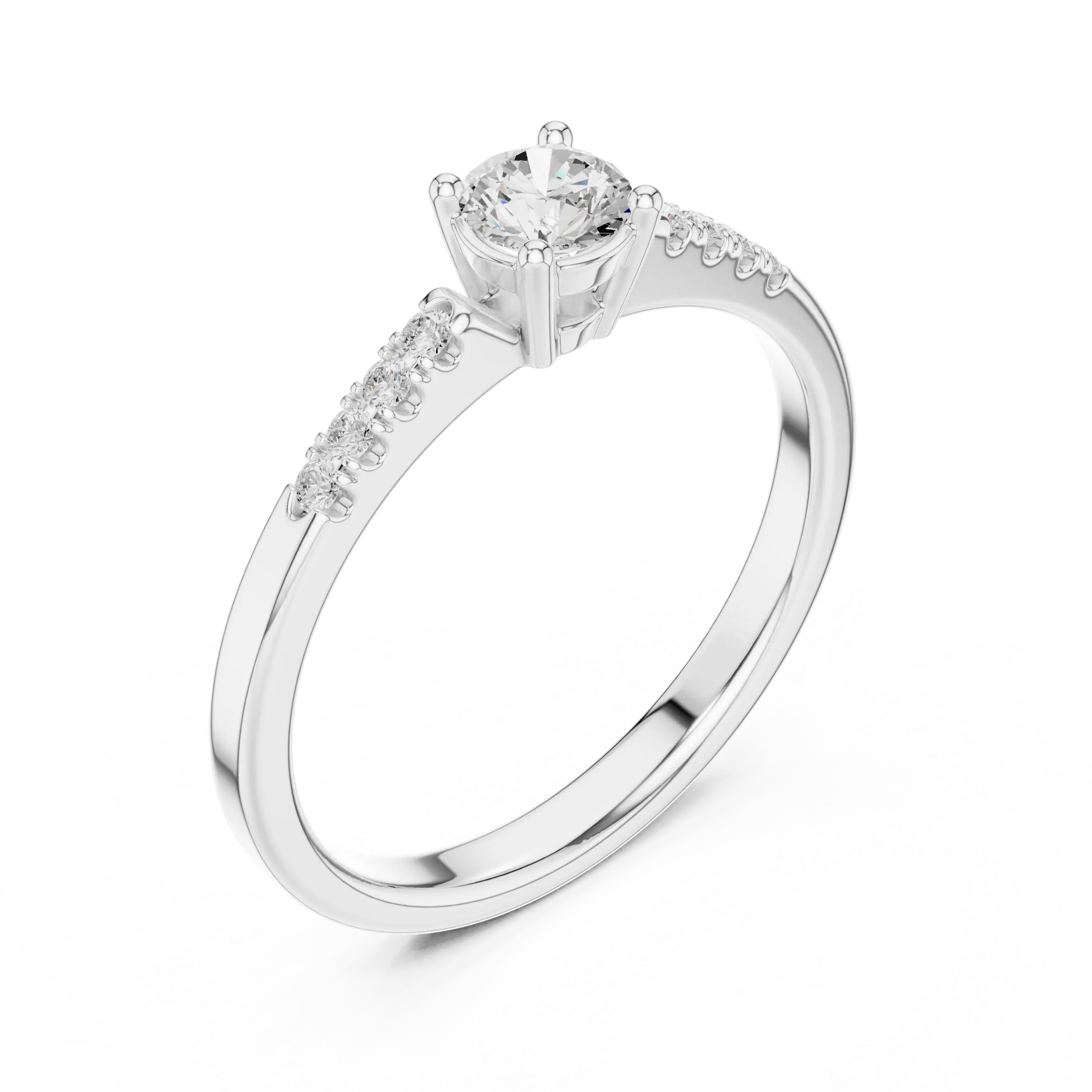 MJR0144 - Timeless Round Solitaire with Diamond Paved Shoulders