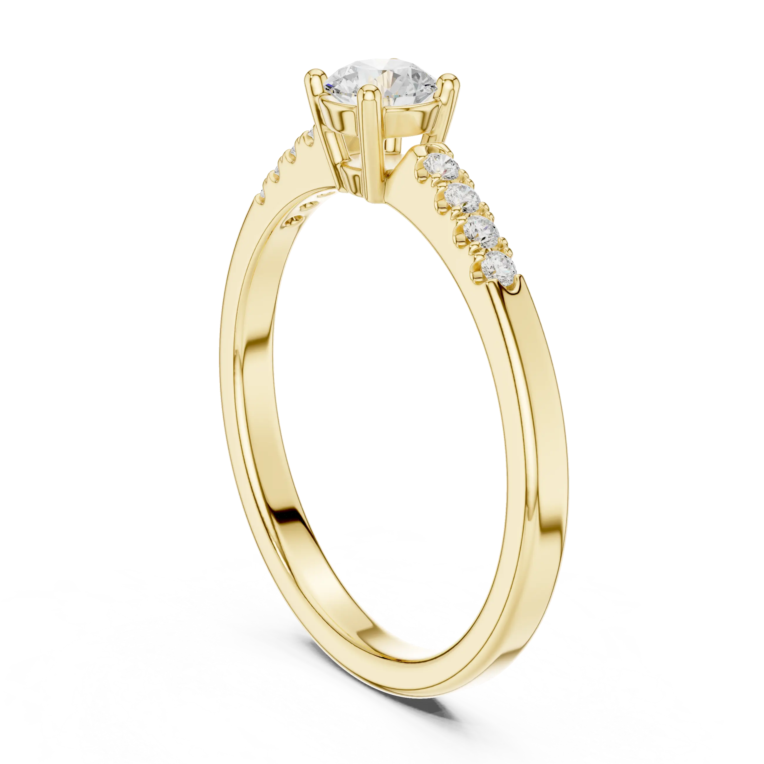 MJR0144 - Timeless Round Solitaire with Diamond Paved Shoulders