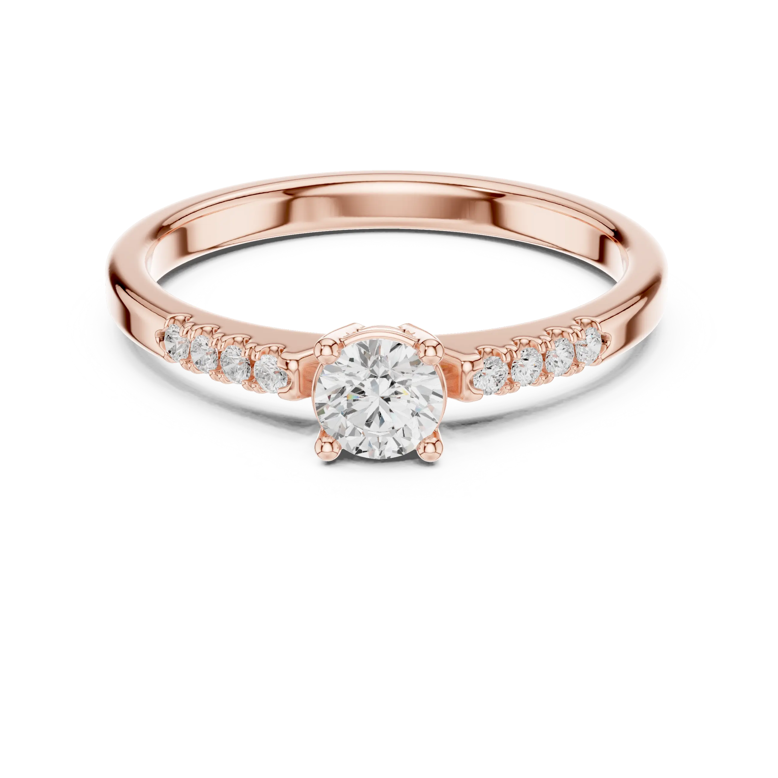 MJR0144 - Timeless Round Solitaire with Diamond Paved Shoulders