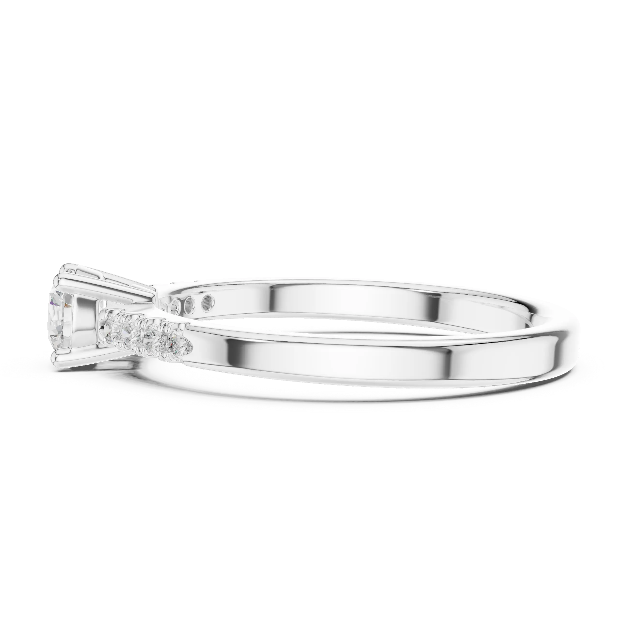 MJR0144 - Timeless Round Solitaire with Diamond Paved Shoulders