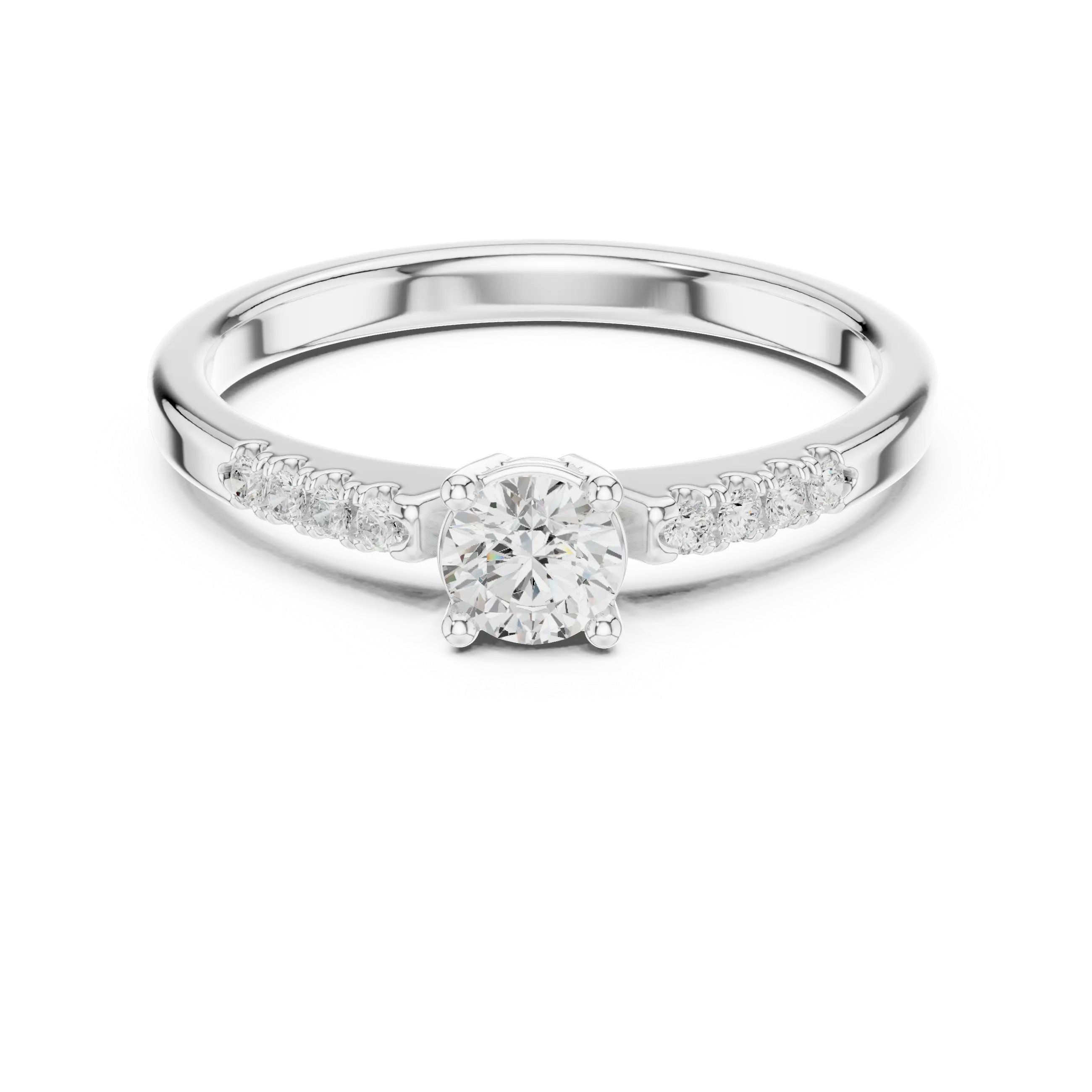 MJR0144 - Timeless Round Solitaire with Diamond Paved Shoulders