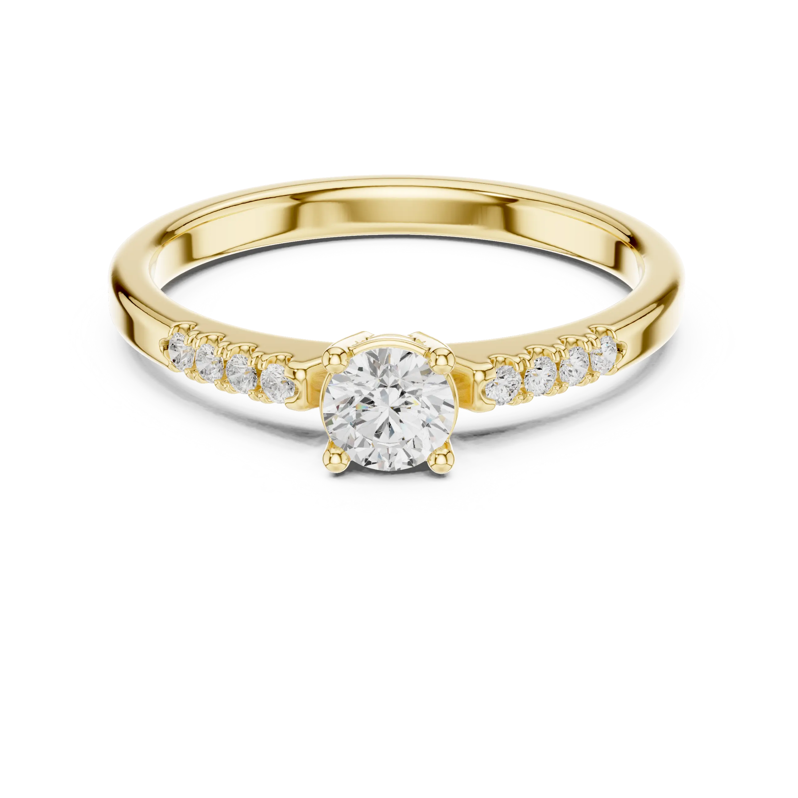 MJR0144 - Timeless Round Solitaire with Diamond Paved Shoulders