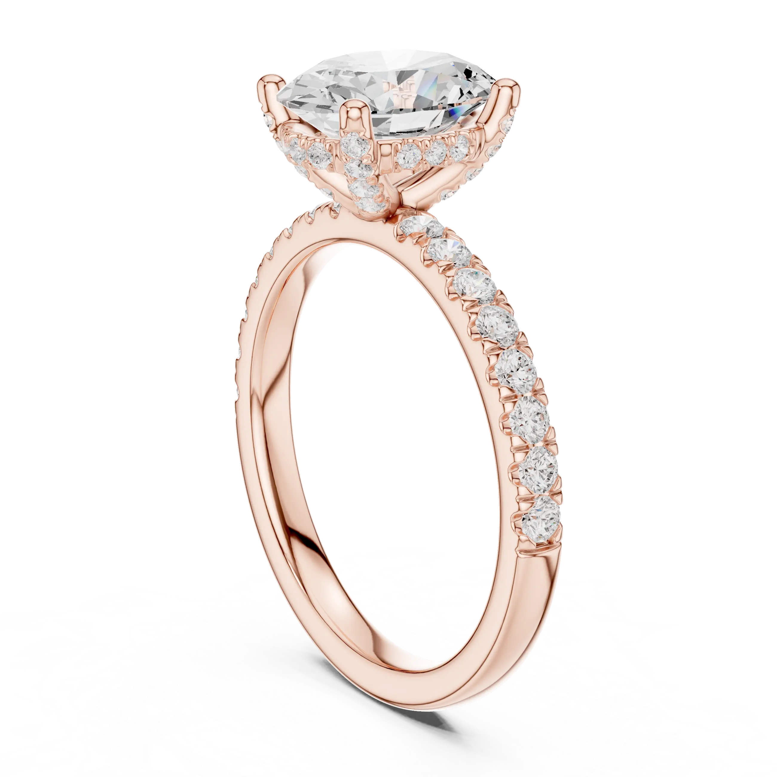 MJR0145 - Oval Solitaire Ring featuring Hidden Halo Gallery