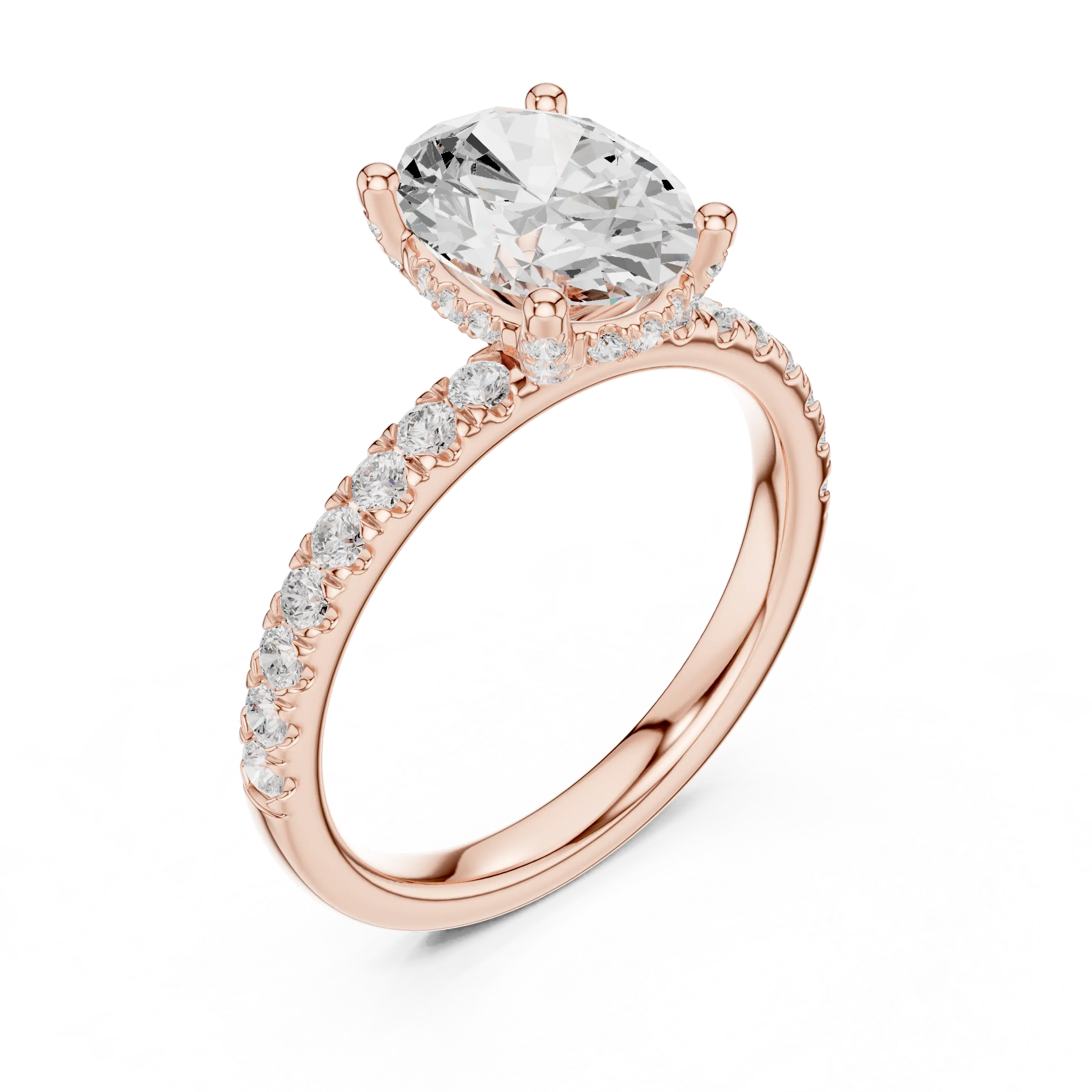 MJR0145 - Oval Solitaire Ring featuring Hidden Halo Gallery