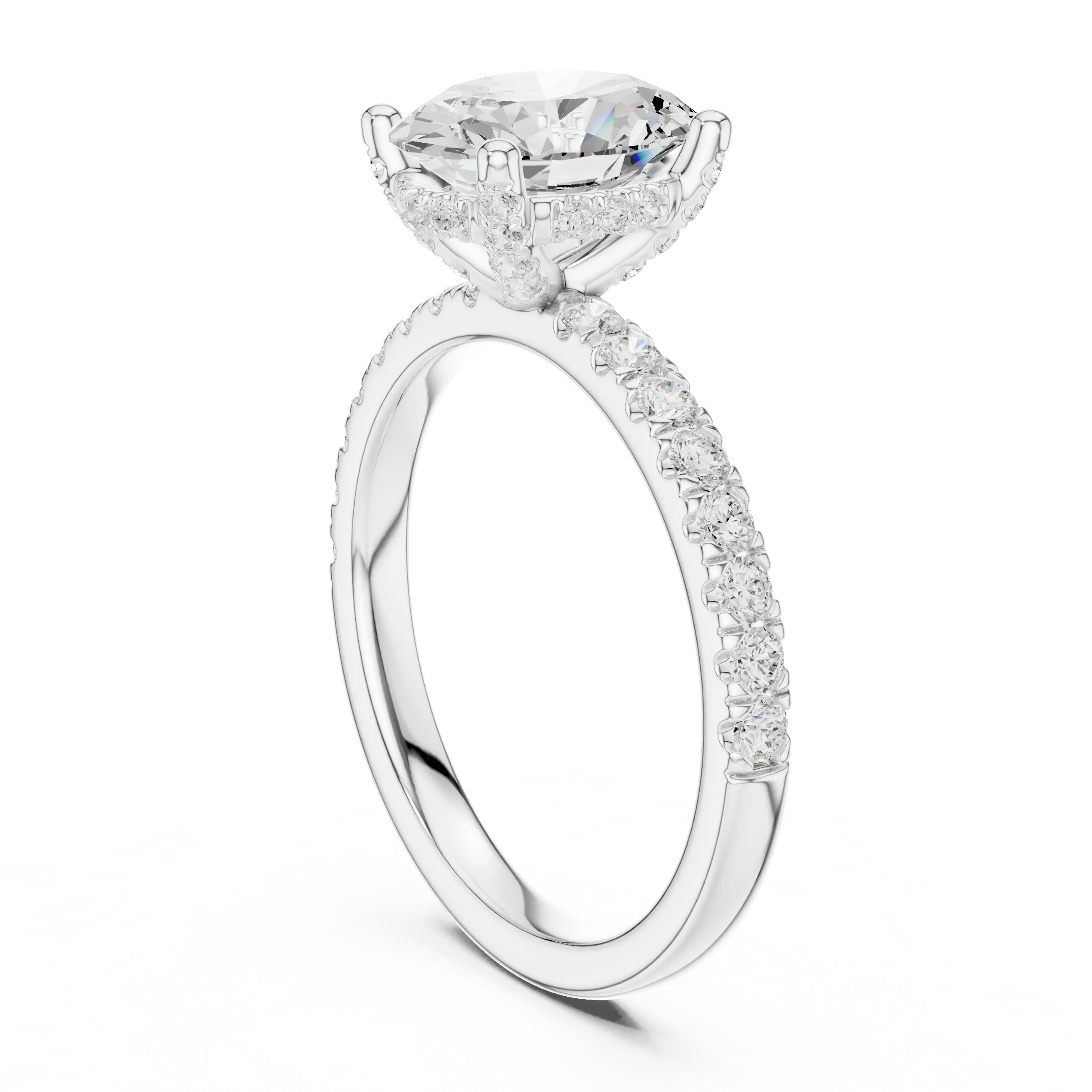 MJR0145 - Oval Solitaire Ring featuring Hidden Halo Gallery