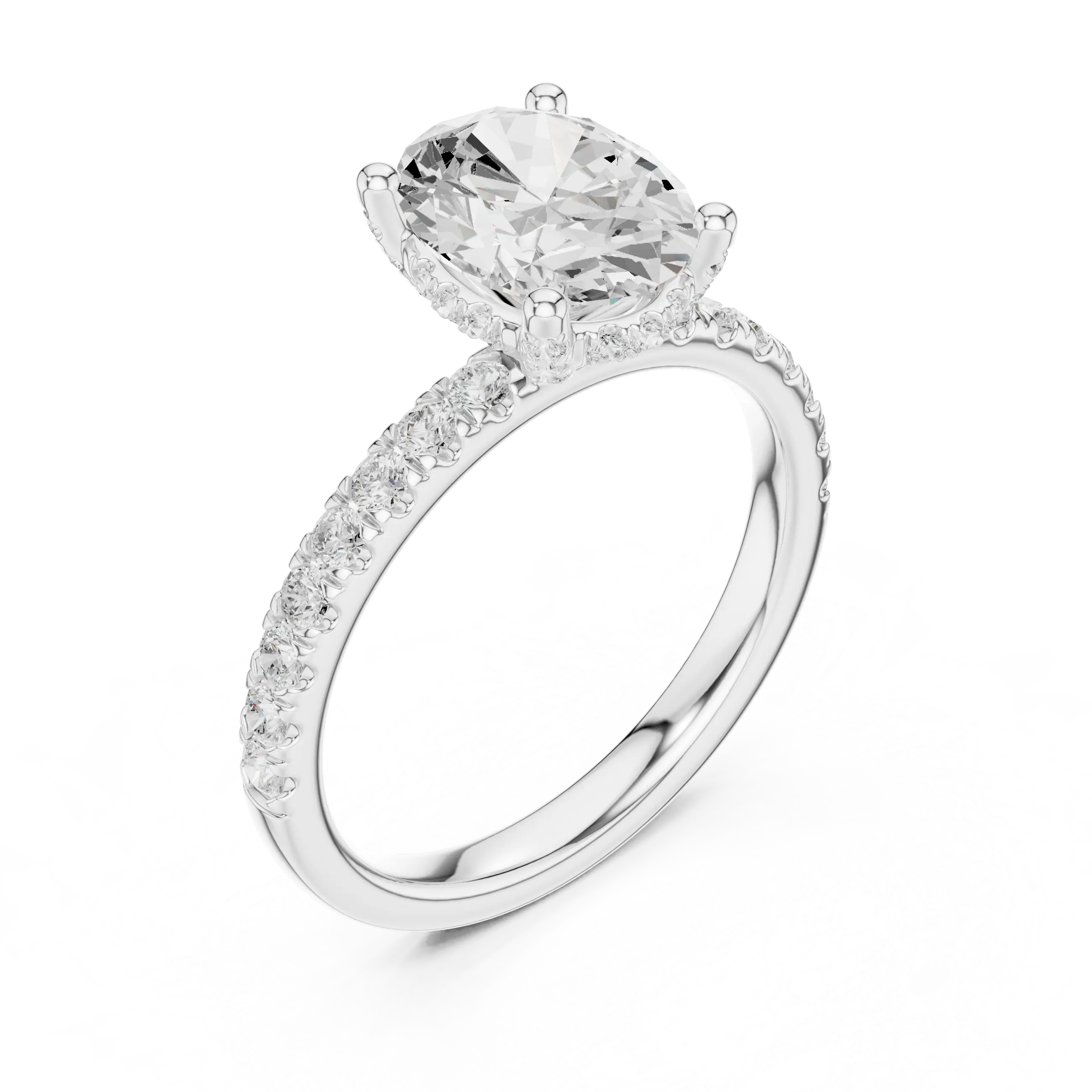 MJR0145 - Oval Solitaire Ring featuring Hidden Halo Gallery
