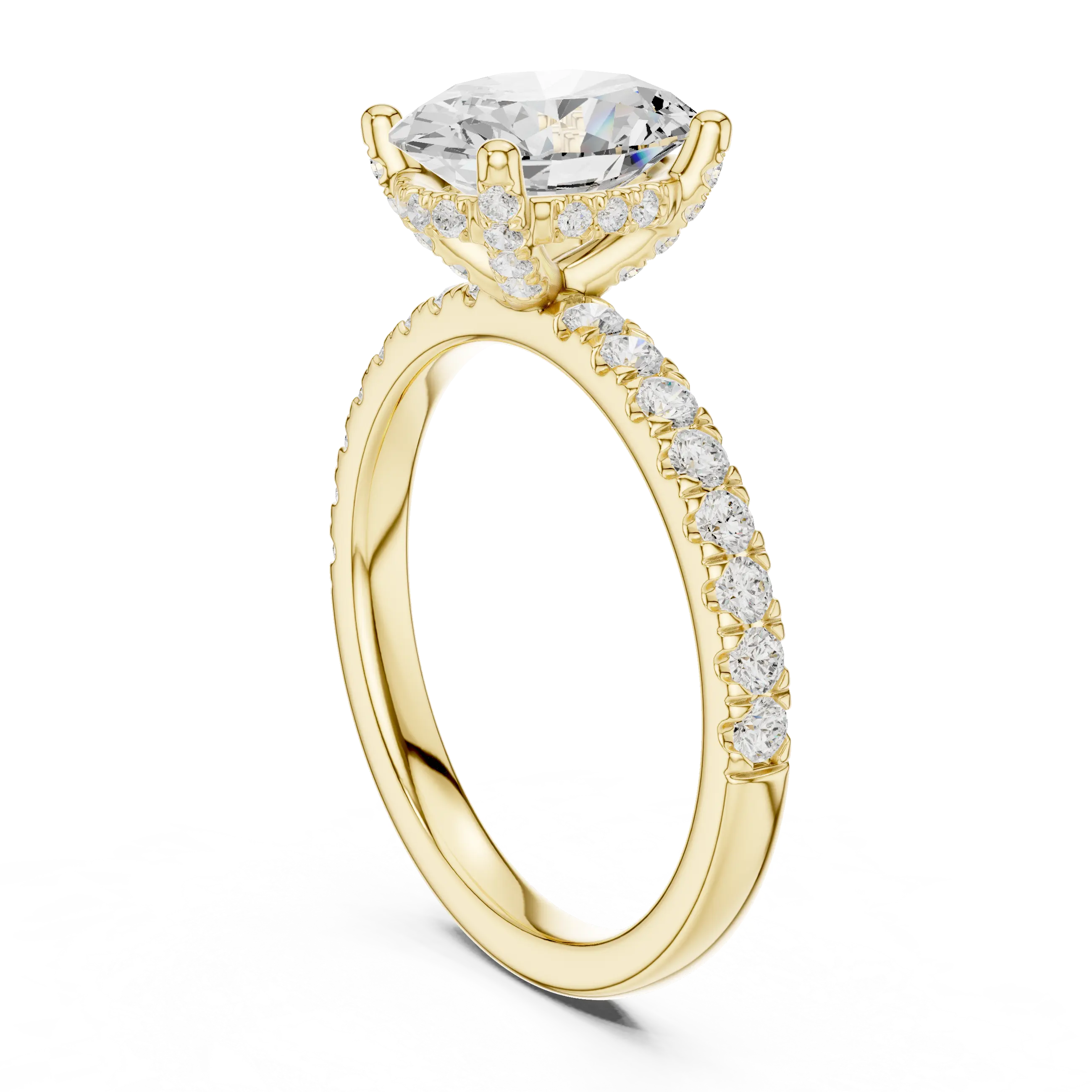 MJR0145 - Oval Solitaire Ring featuring Hidden Halo Gallery