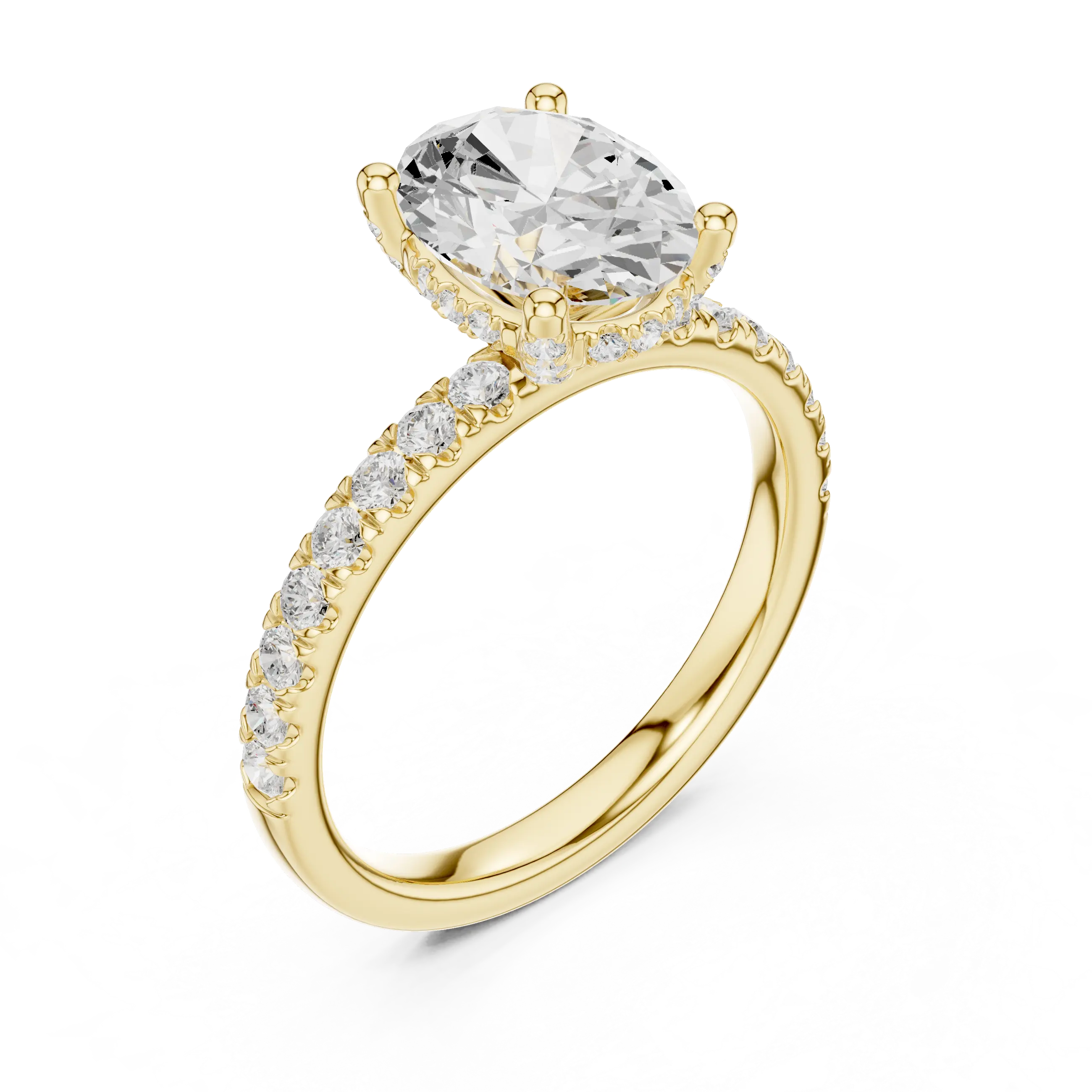 MJR0145 - Oval Solitaire Ring featuring Hidden Halo Gallery