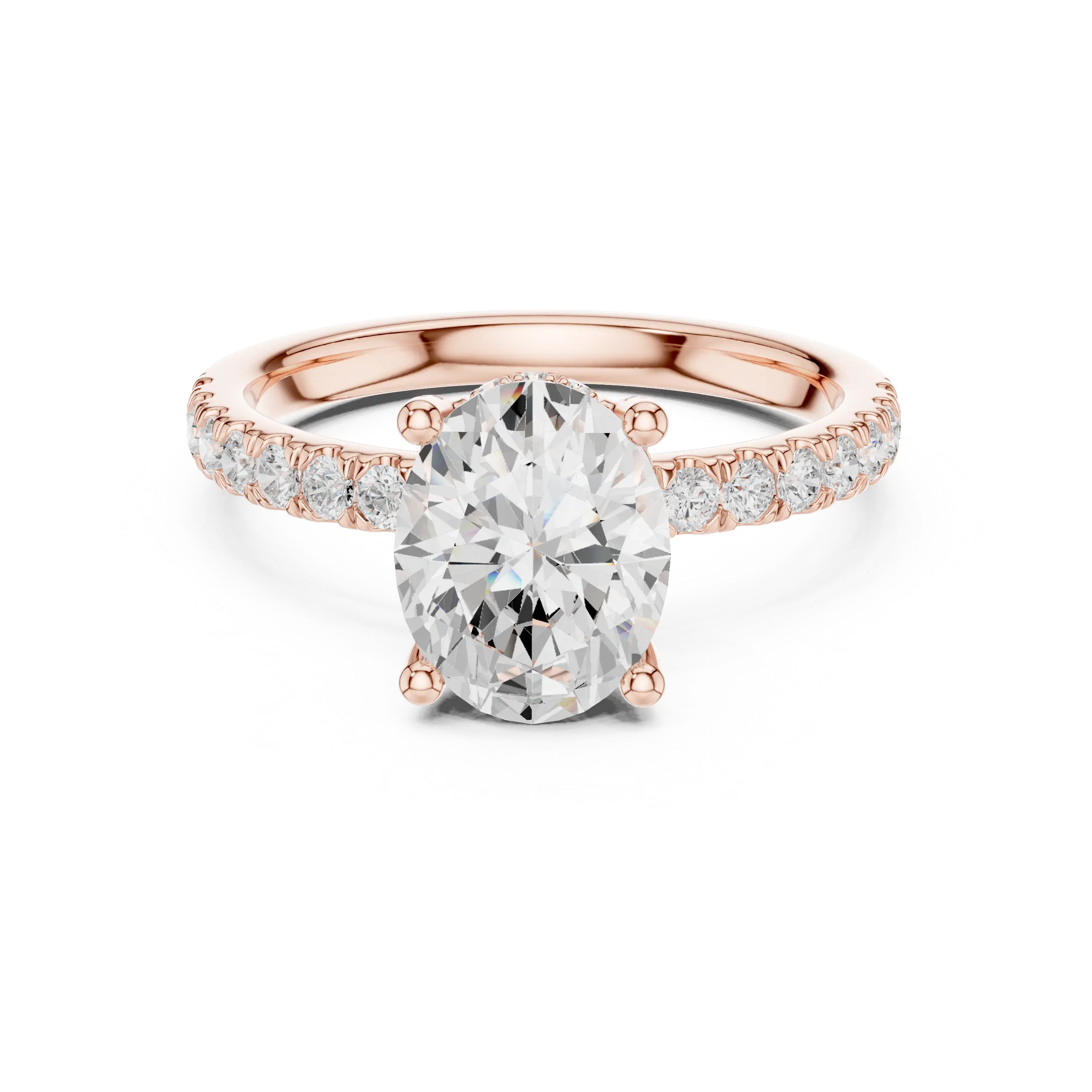 MJR0145 - Oval Solitaire Ring featuring Hidden Halo Gallery