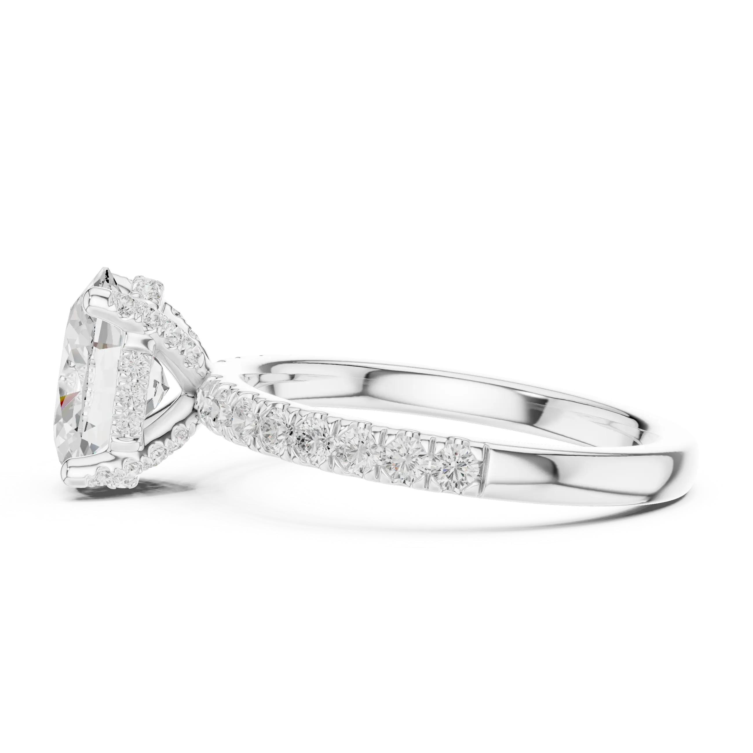 MJR0145 - Oval Solitaire Ring featuring Hidden Halo Gallery