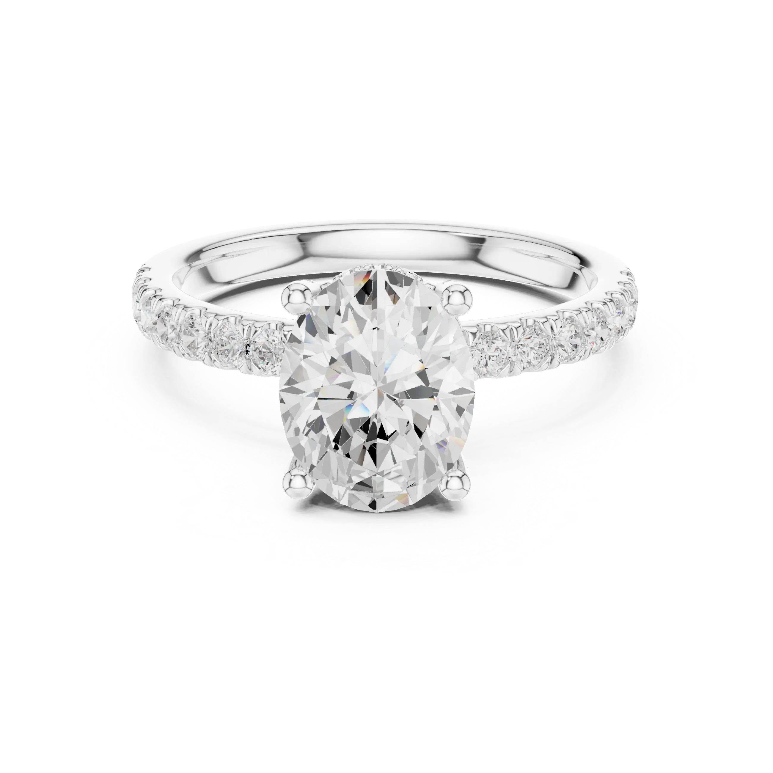 MJR0145 - Oval Solitaire Ring featuring Hidden Halo Gallery