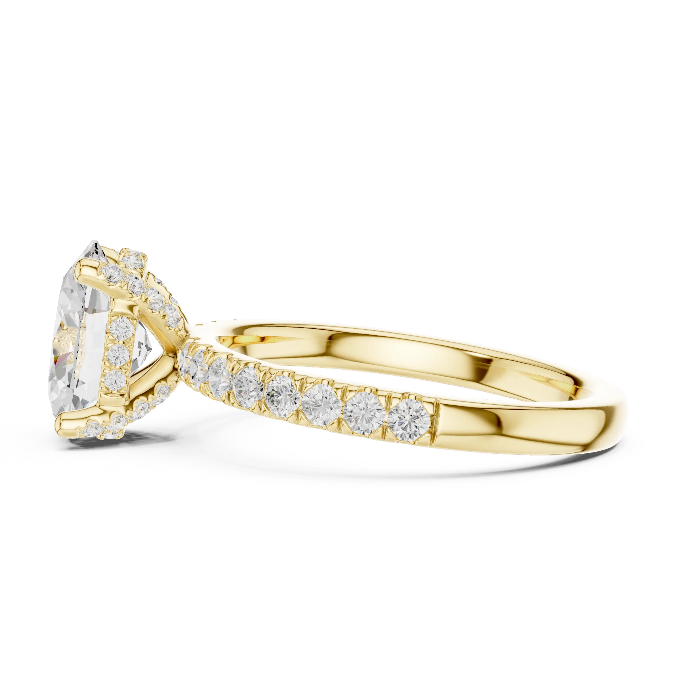 MJR0145 - Oval Solitaire Ring featuring Hidden Halo Gallery