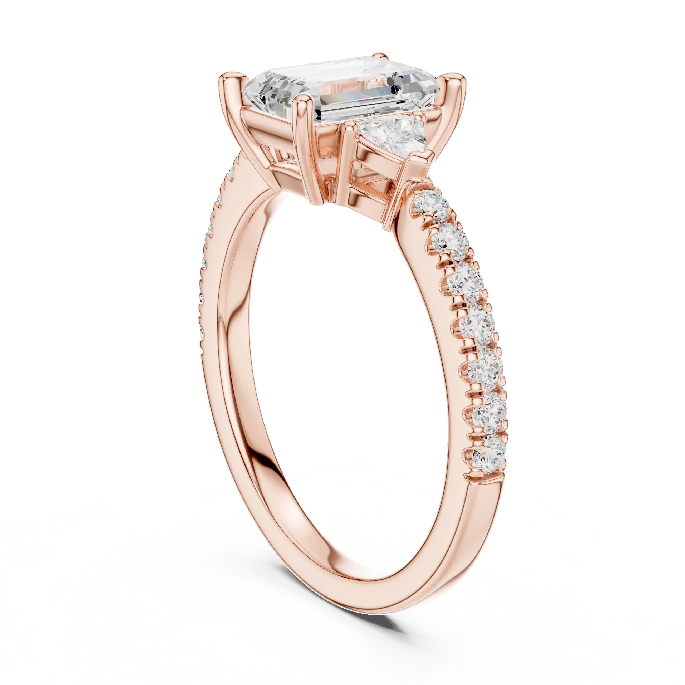 MJR0146- Elegant Emerald Cut Side-Flanked Brilliant Band