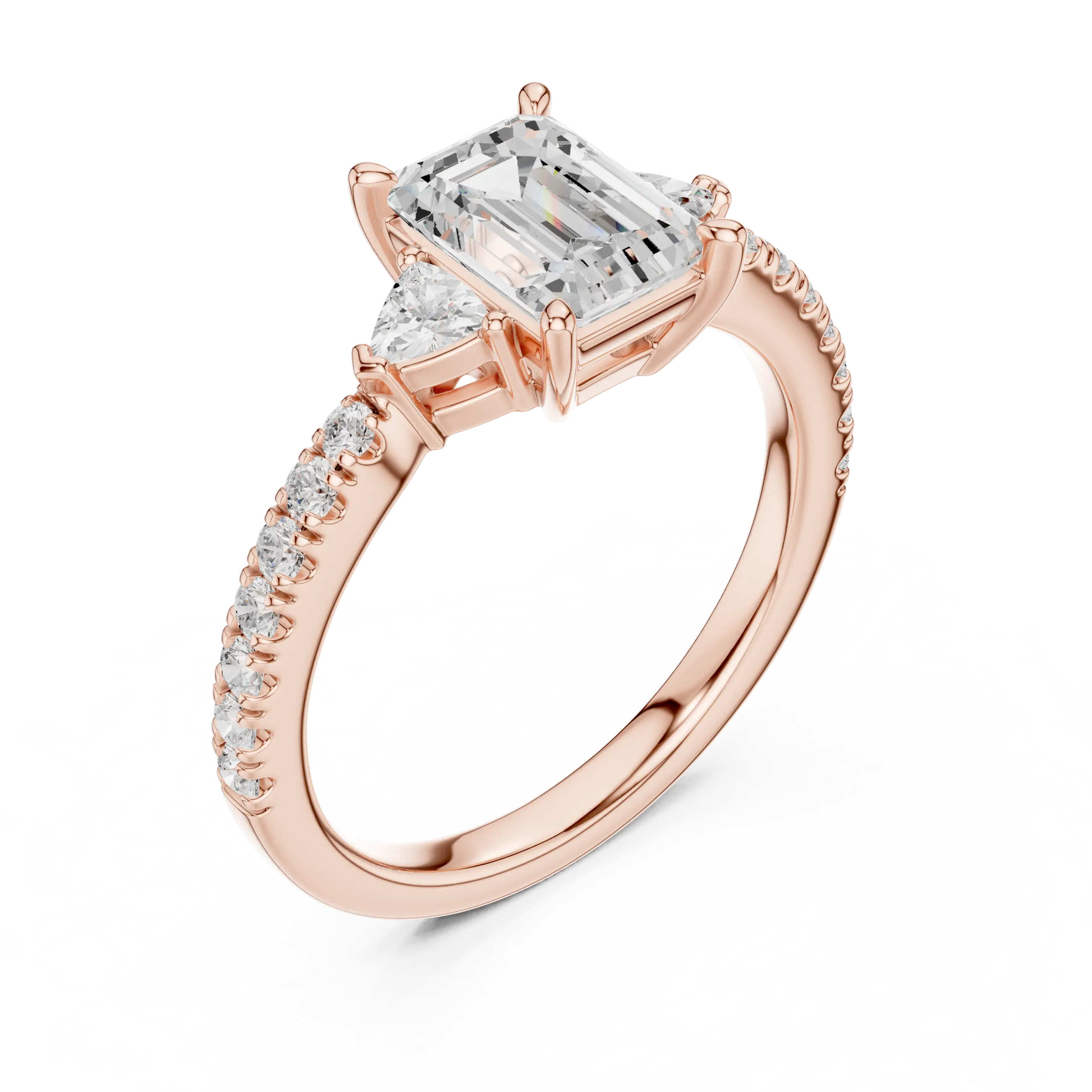MJR0146- Elegant Emerald Cut Side-Flanked Brilliant Band