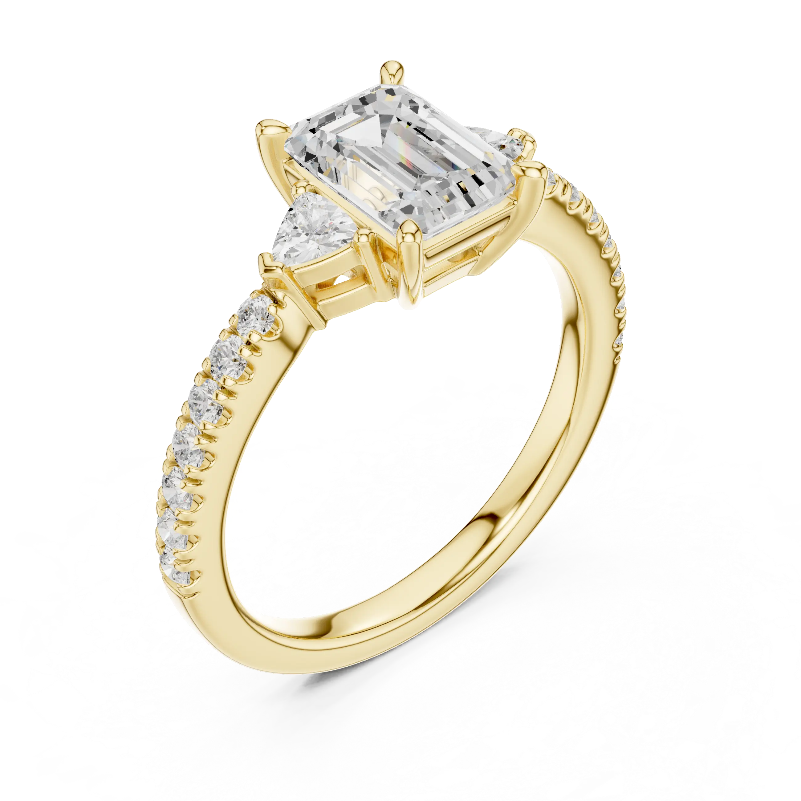 MJR0146- Elegant Emerald Cut Side-Flanked Brilliant Band