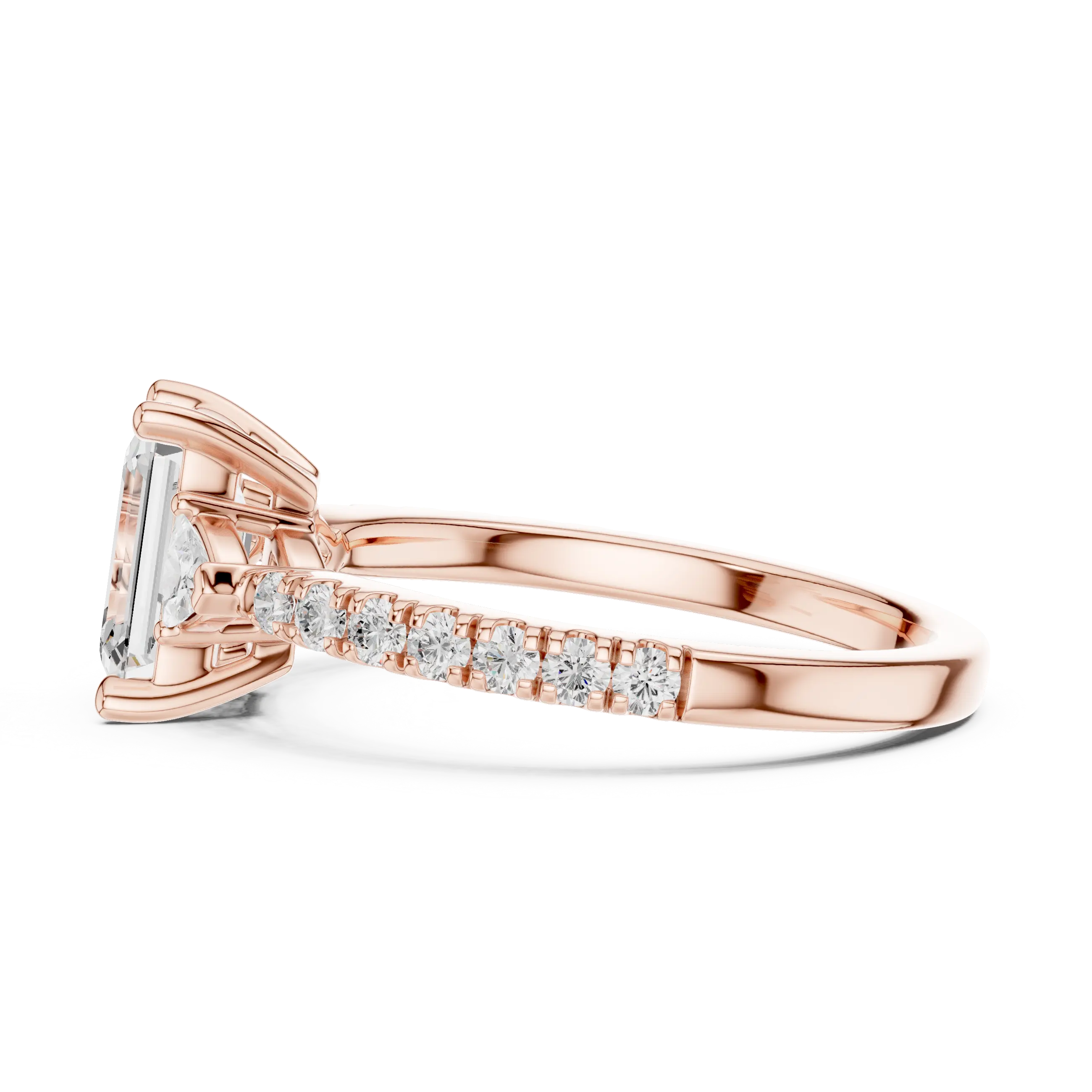 MJR0146- Elegant Emerald Cut Side-Flanked Brilliant Band