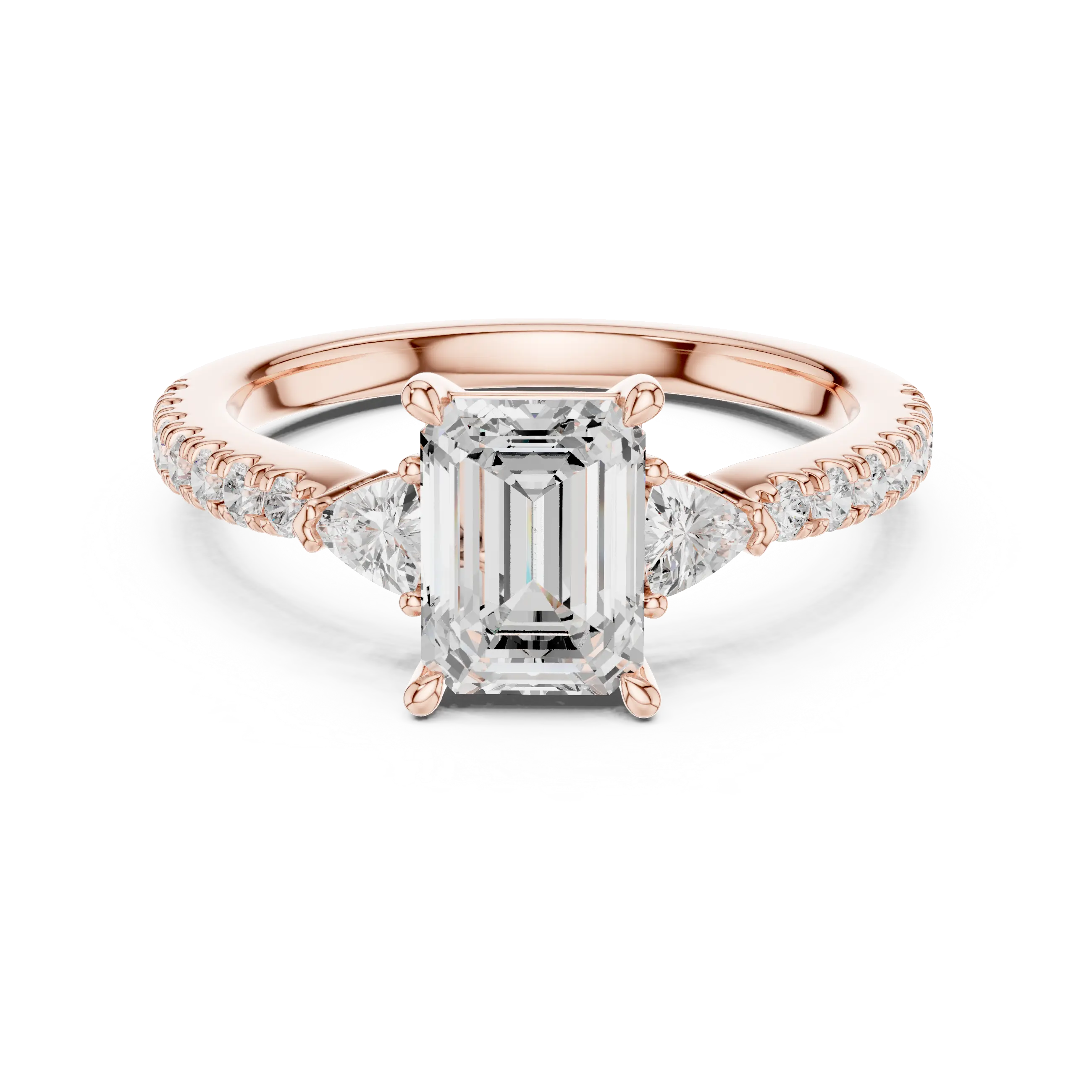 MJR0146- Elegant Emerald Cut Side-Flanked Brilliant Band