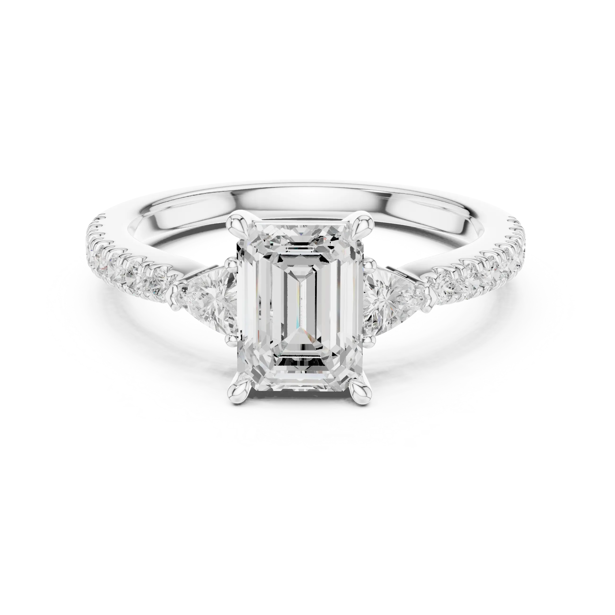 MJR0146- Elegant Emerald Cut Side-Flanked Brilliant Band