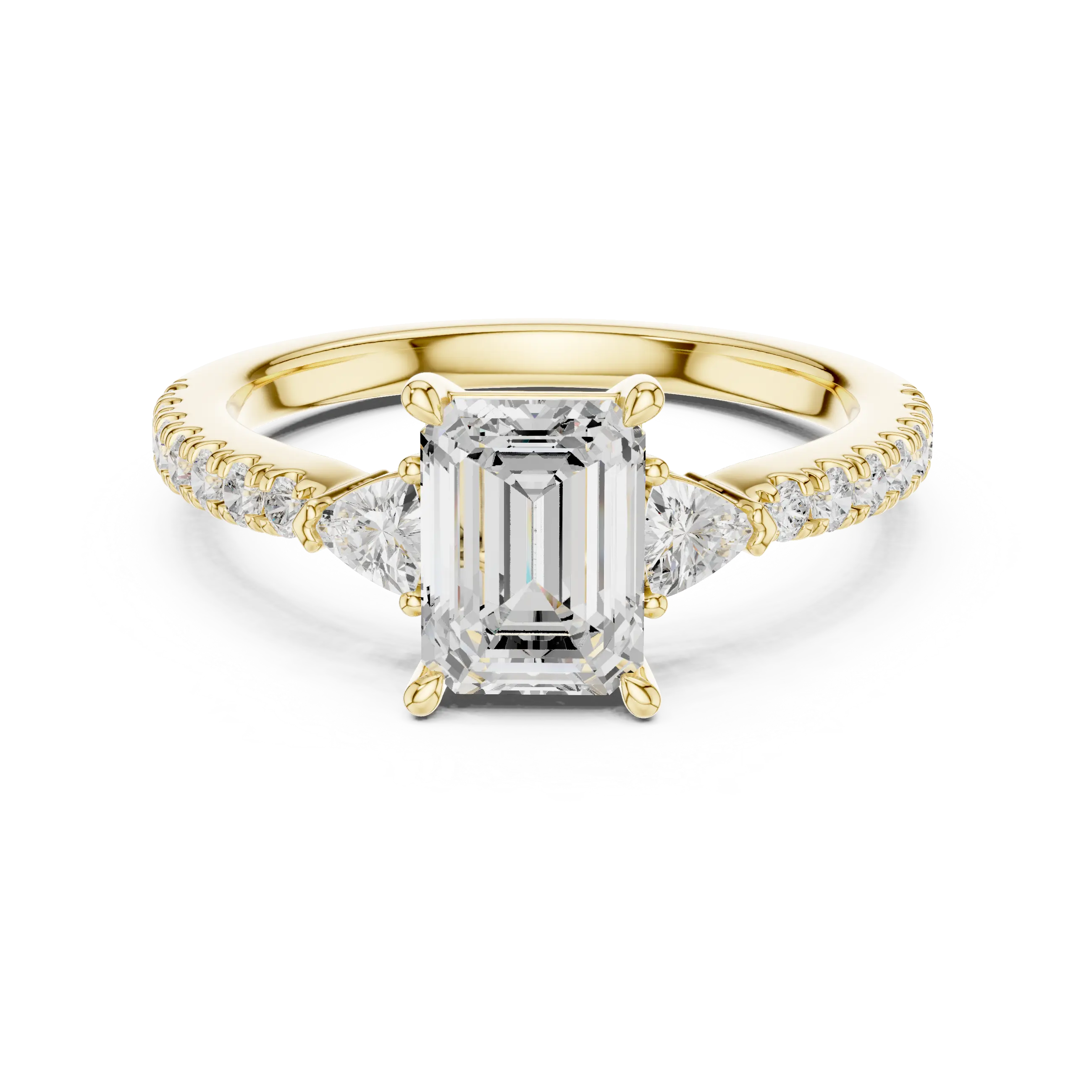 MJR0146- Elegant Emerald Cut Side-Flanked Brilliant Band