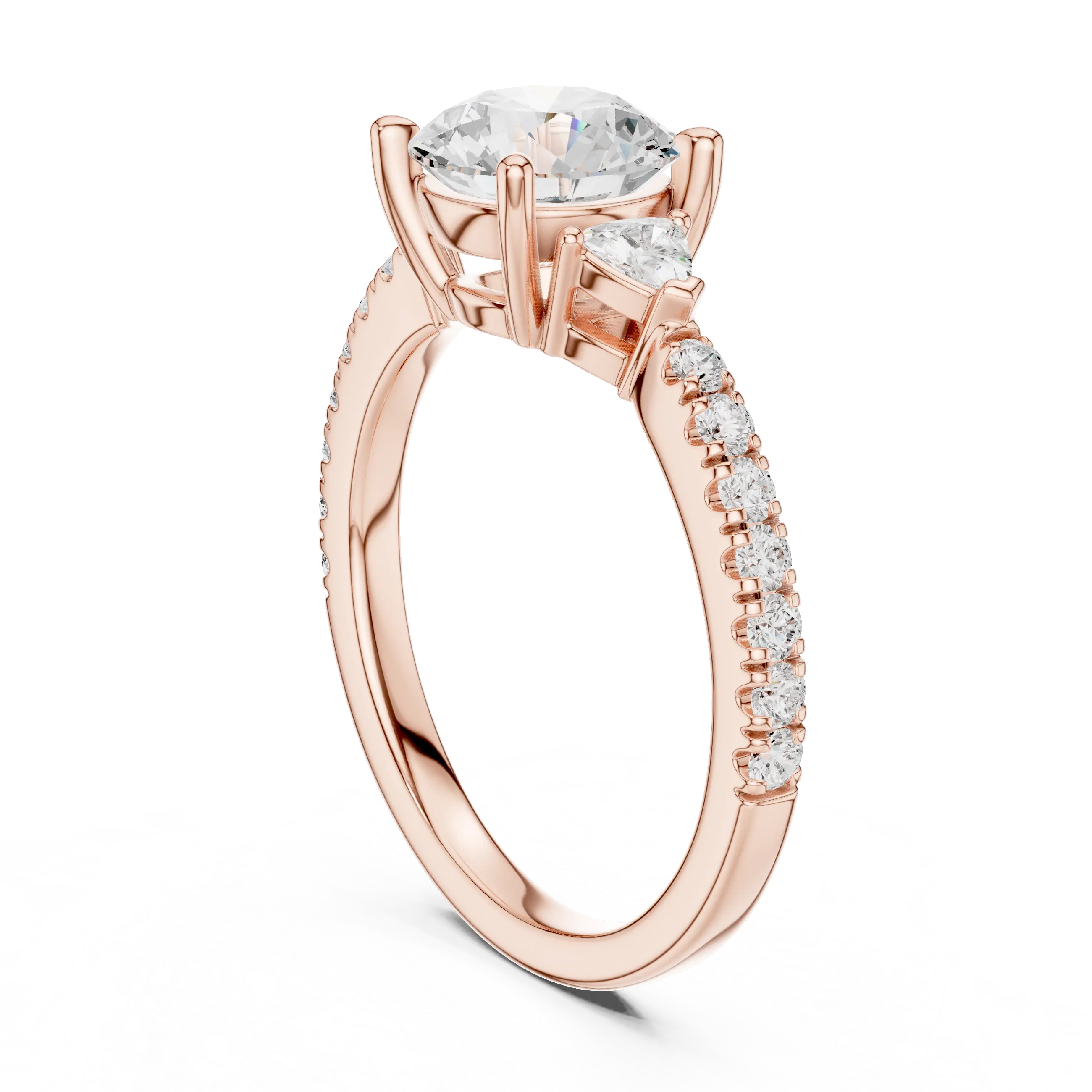 MJR087 - Micro-Pavé Shank Three Stone Round Gemstone Ring