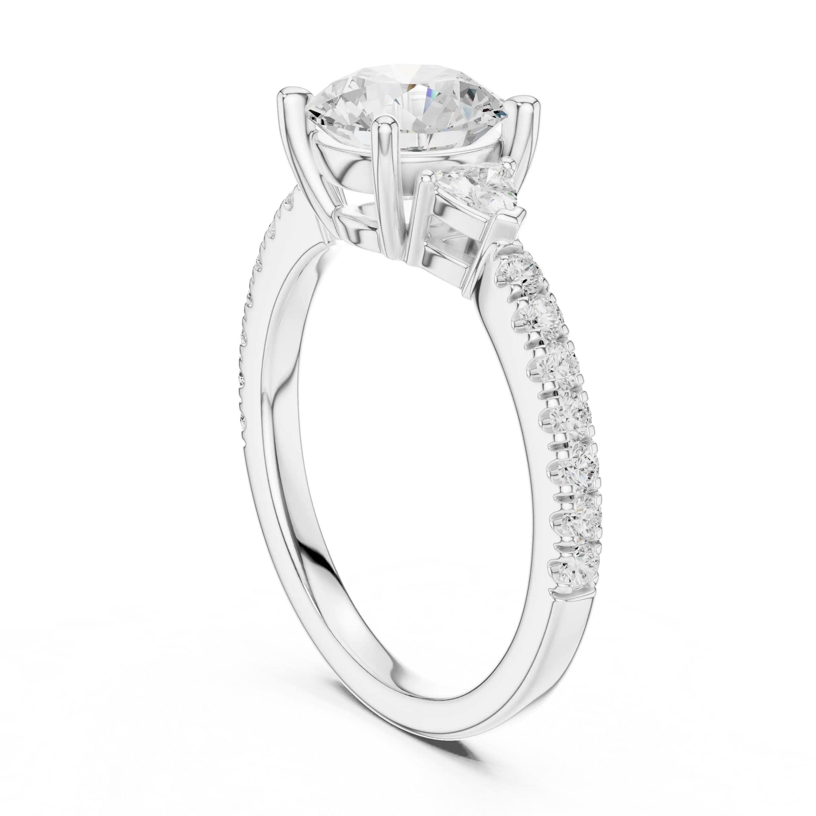 MJR087 - Micro-Pavé Shank Three Stone Round Gemstone Ring