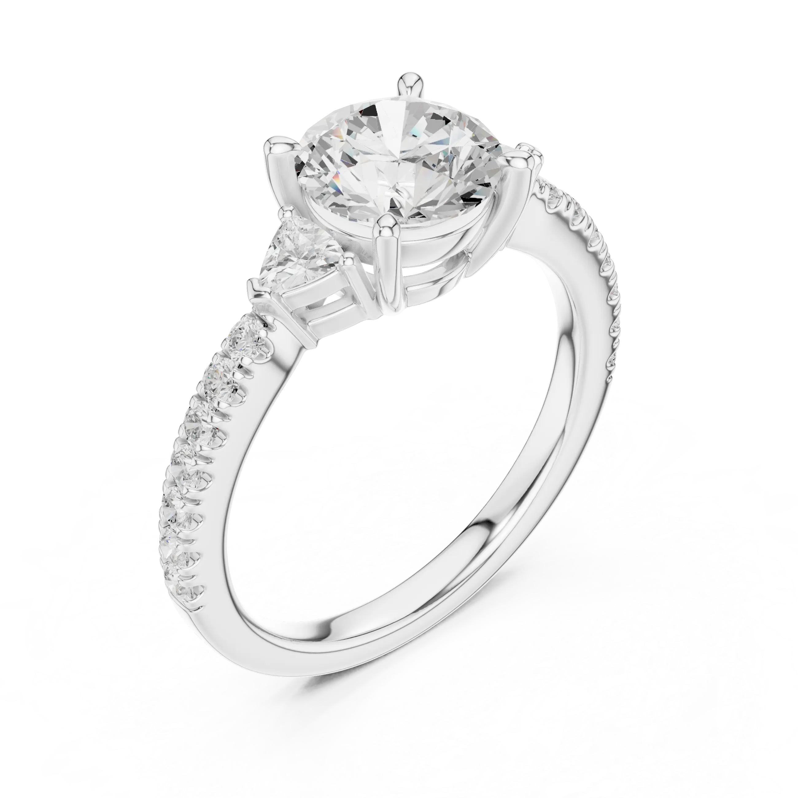MJR087 - Micro-Pavé Shank Three Stone Round Gemstone Ring