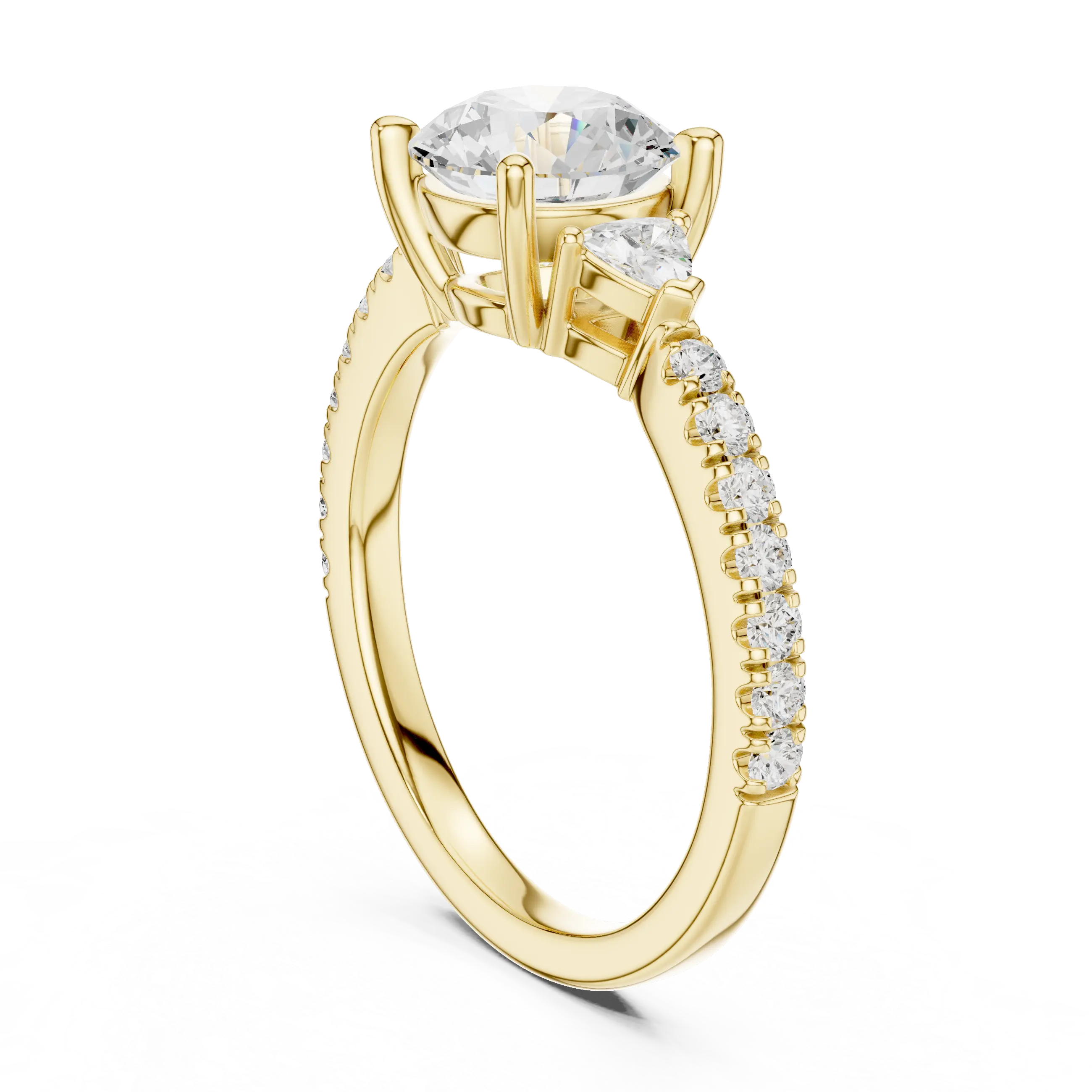 MJR087 - Micro-Pavé Shank Three Stone Round Gemstone Ring