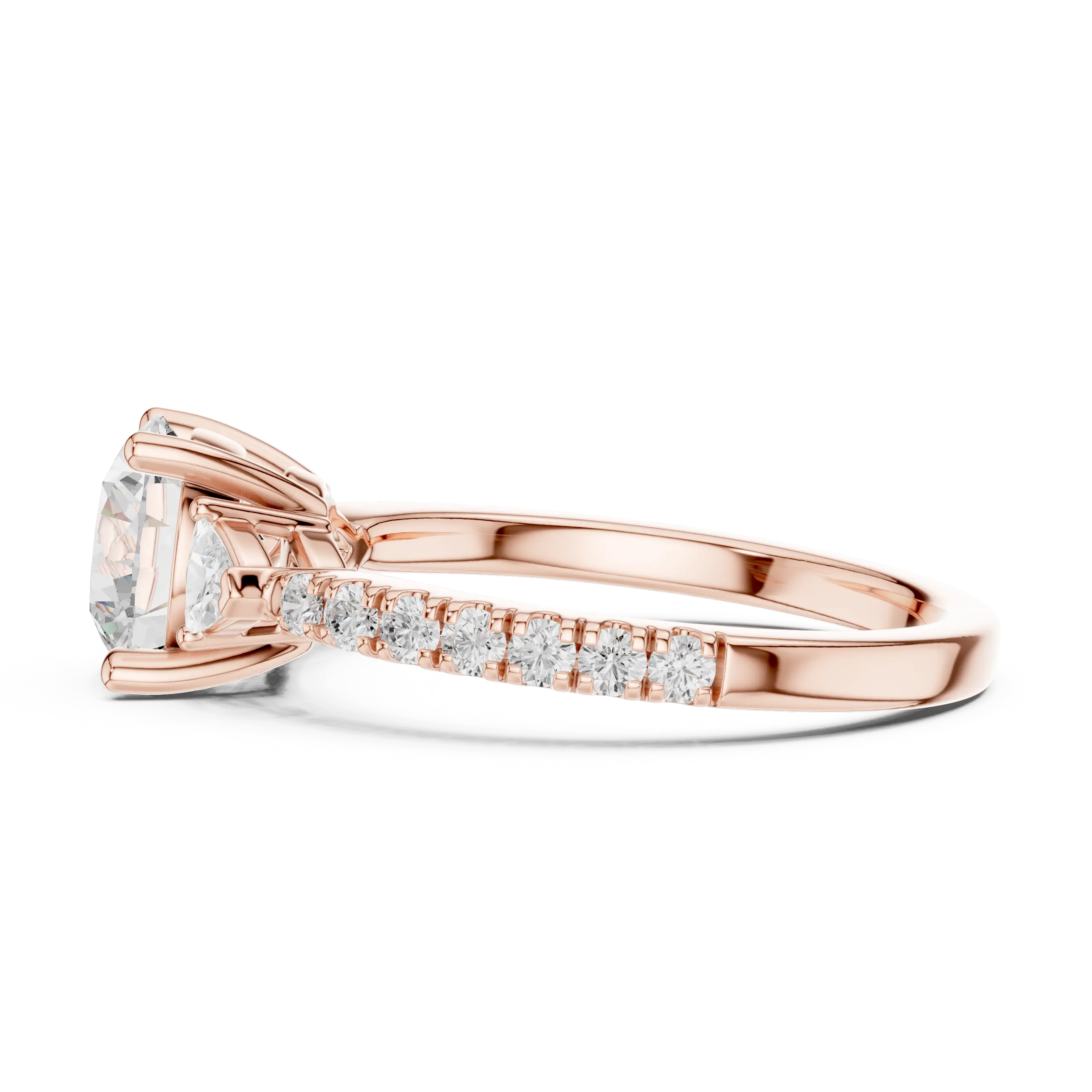 MJR087 - Micro-Pavé Shank Three Stone Round Gemstone Ring