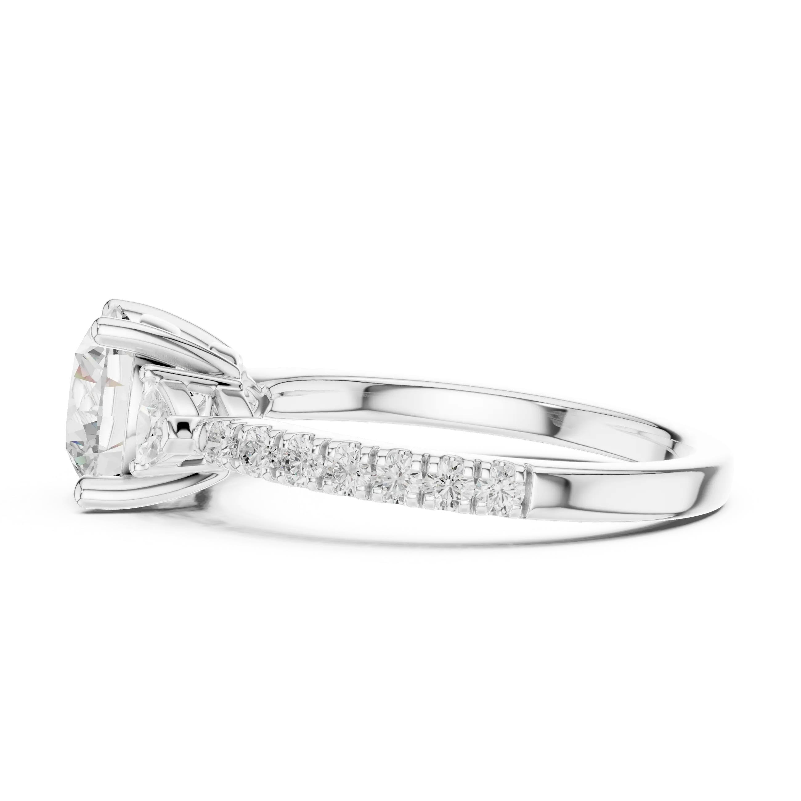 MJR087 - Micro-Pavé Shank Three Stone Round Gemstone Ring