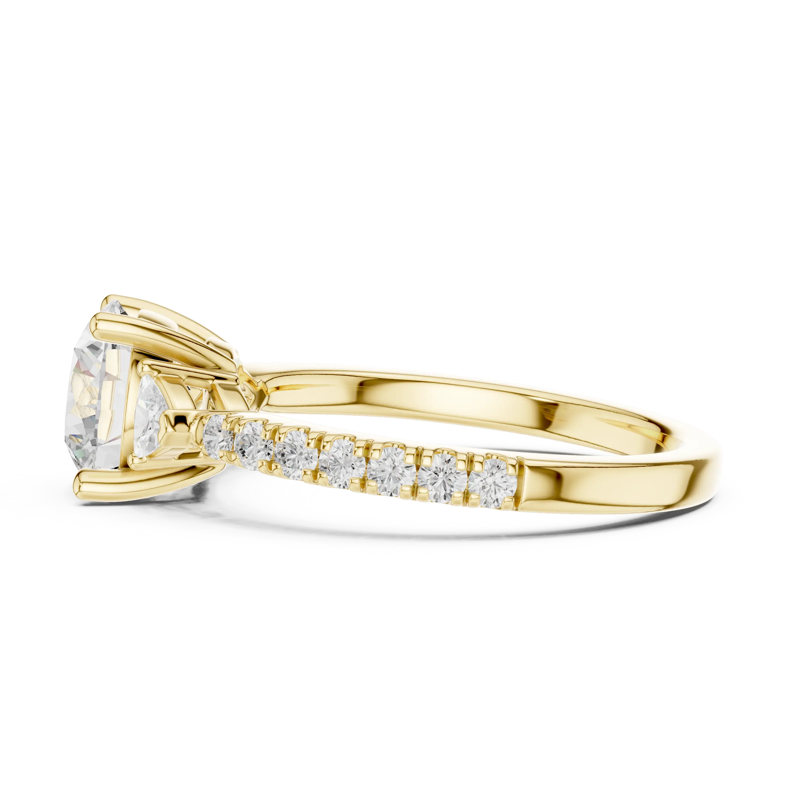 MJR087 - Micro-Pavé Shank Three Stone Round Gemstone Ring