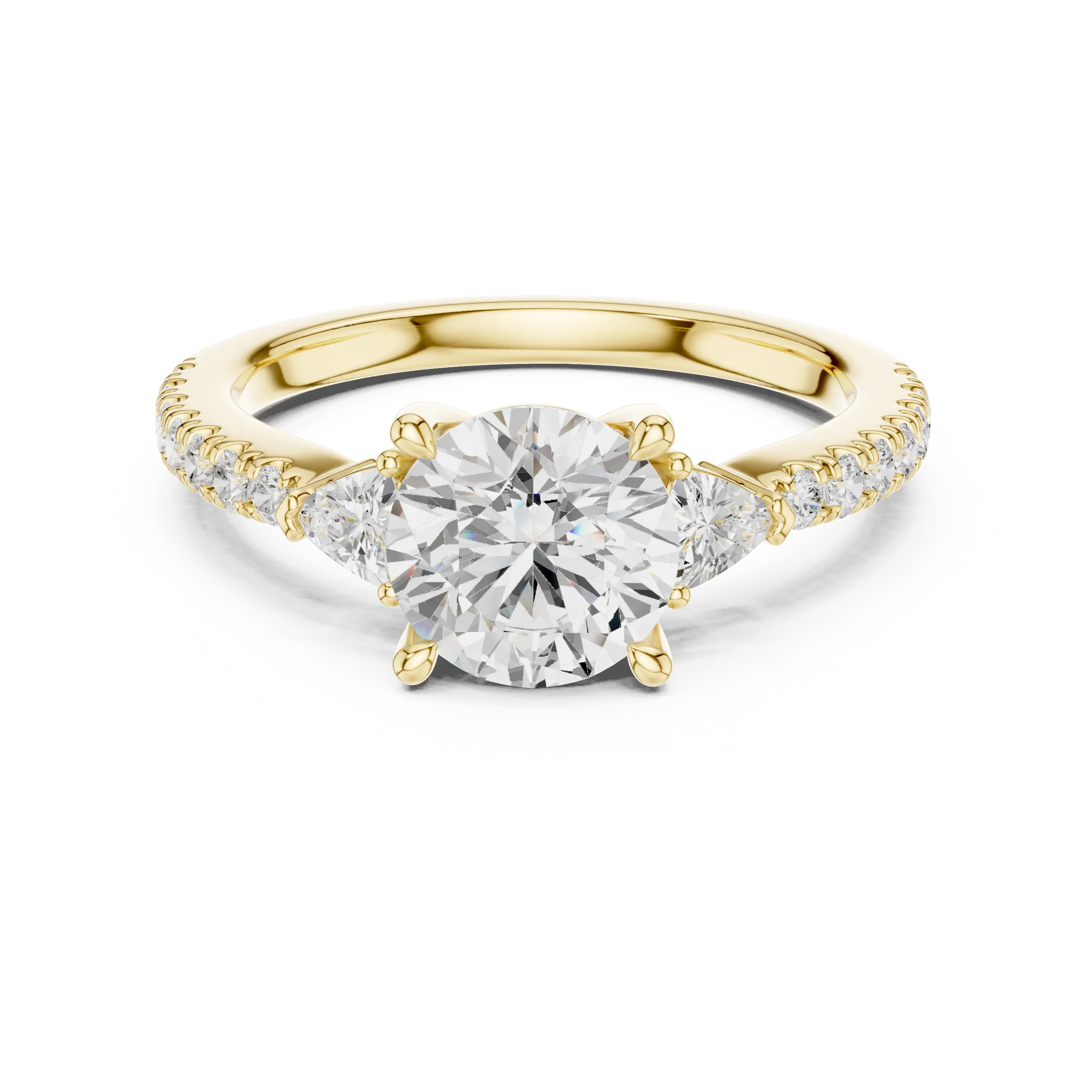 MJR087 - Micro-Pavé Shank Three Stone Round Gemstone Ring