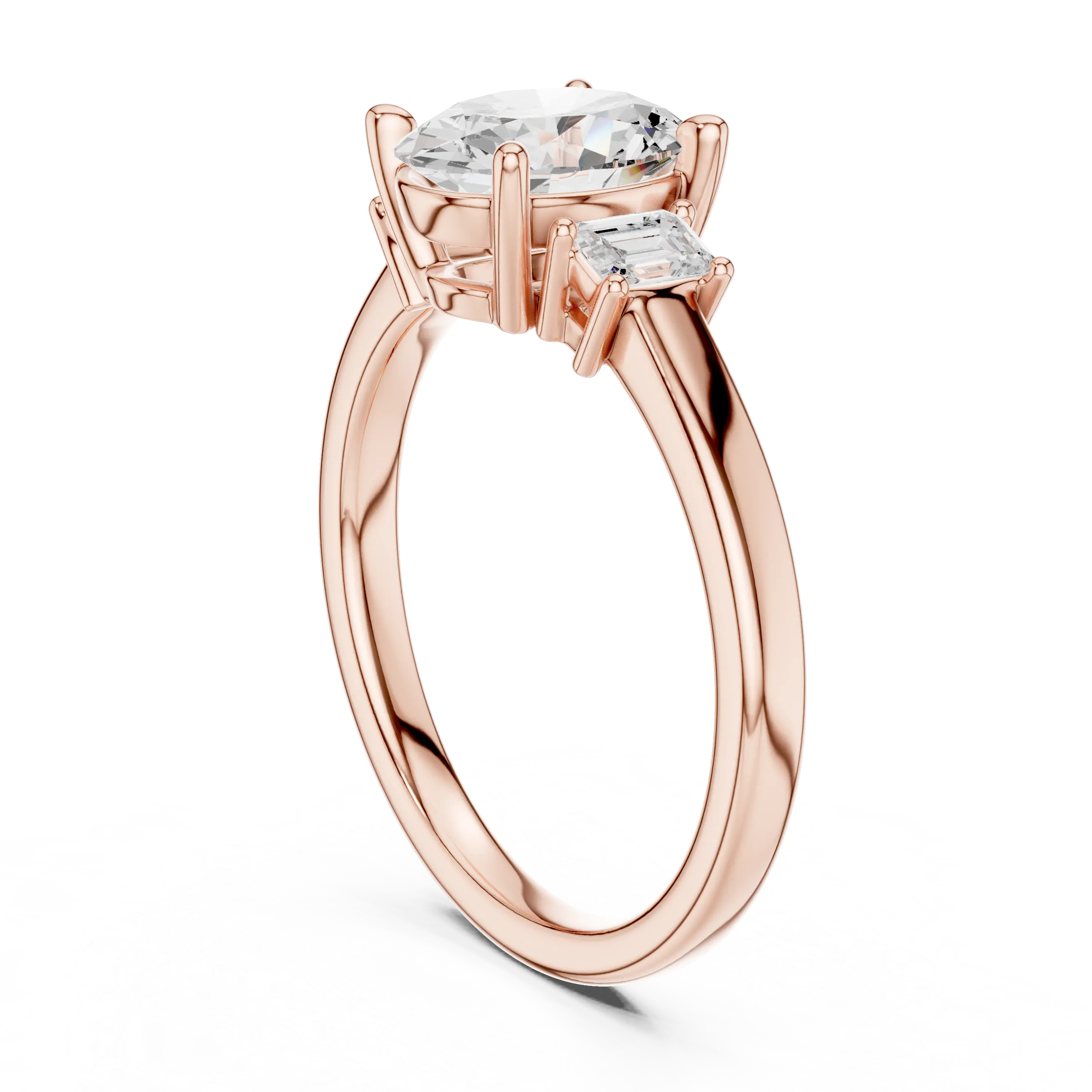 MJR086 - Classic Three Stone Oval Gemstone Bridal Ring